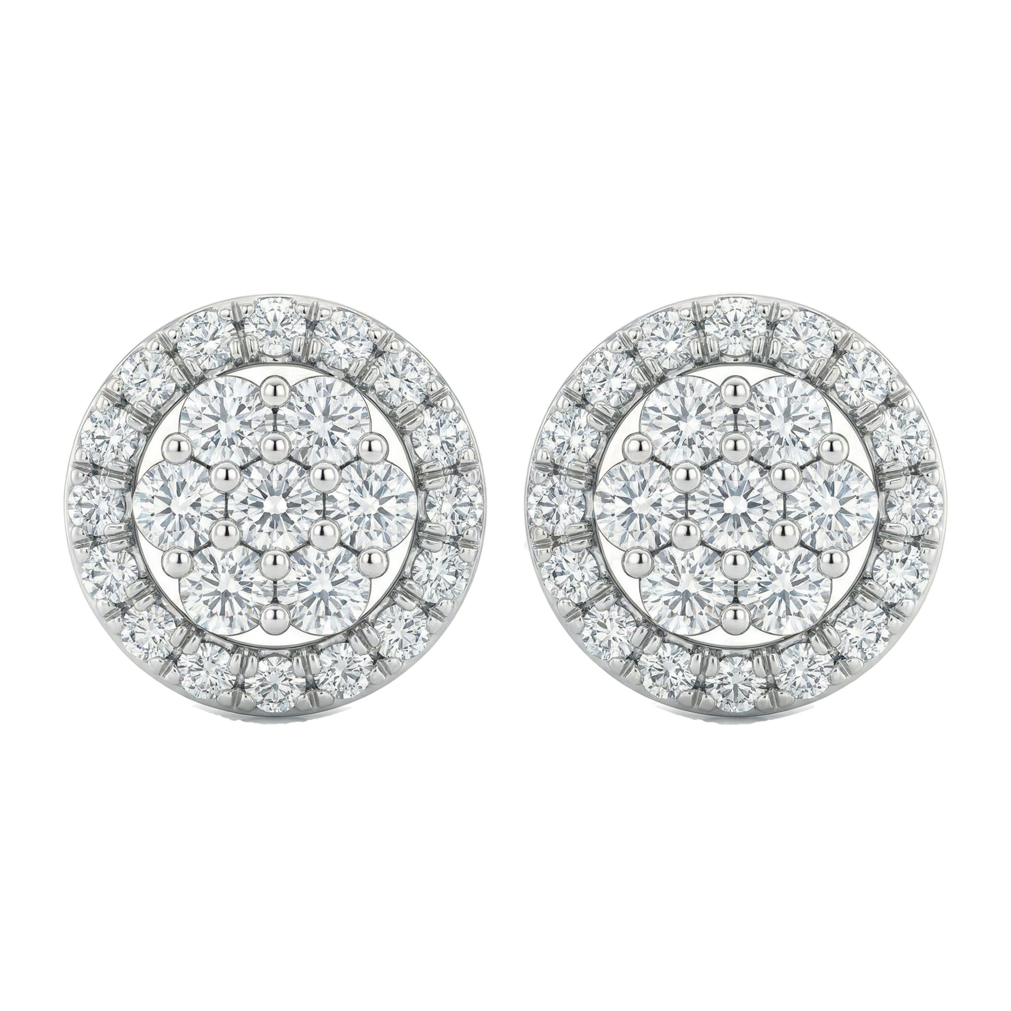 2.00 ct EF VS Moissanite Cluster Earrings in 925 Sterling Silver 6904