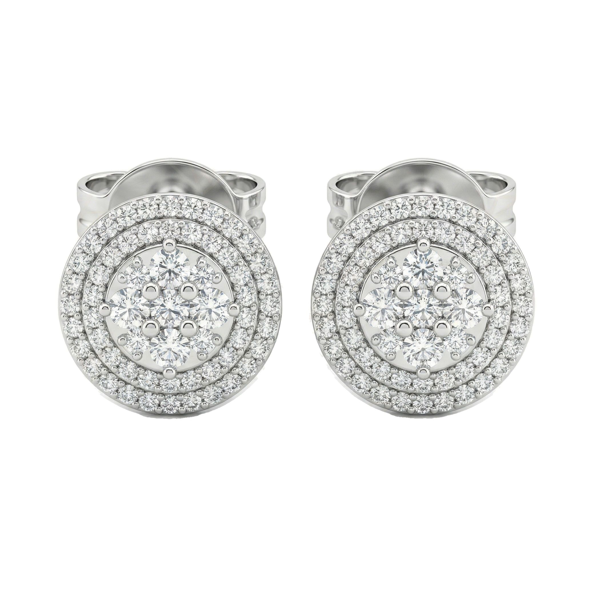 1.10 ct EF VS Lab Grown DIamond Cluster Earrings in 14k White Gold 6932