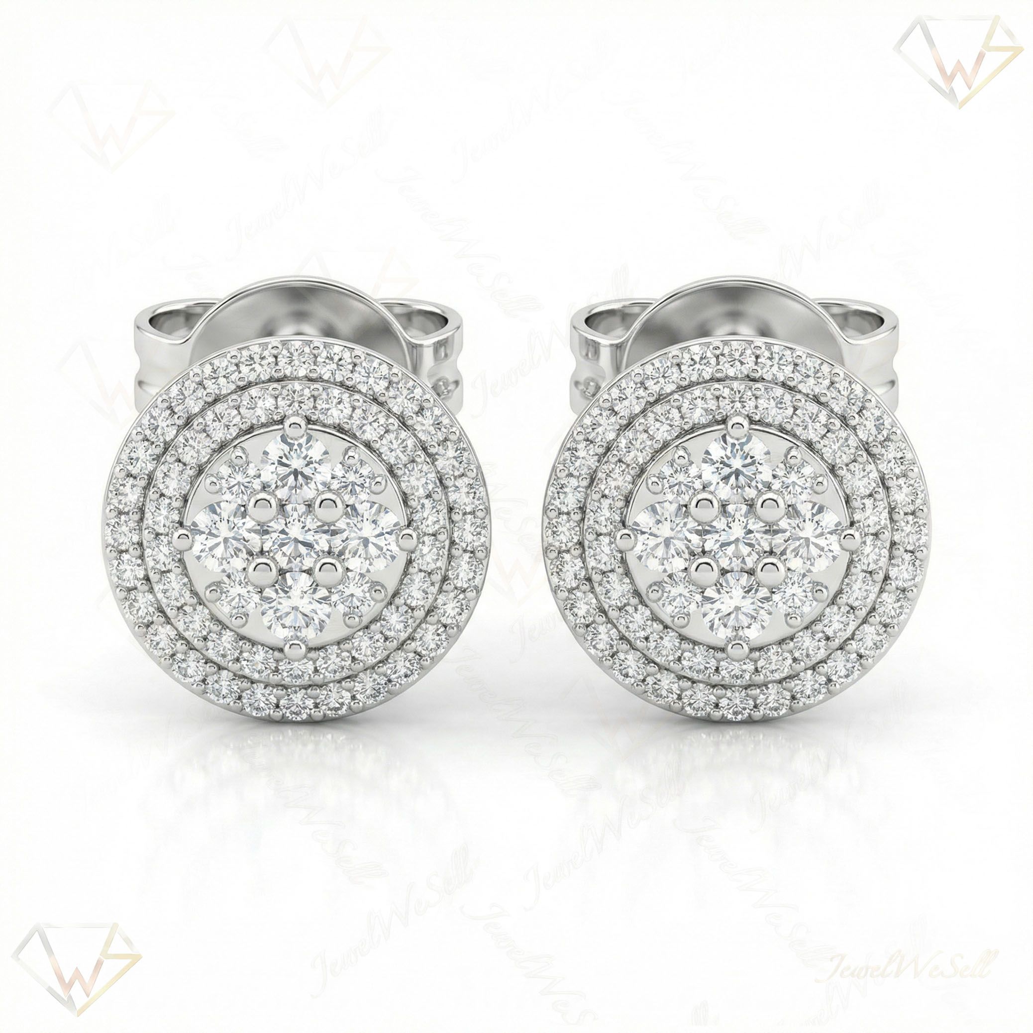 1.10 ct EF VS Moissanite Cluster Earrings in 925 Sterling Silver 6932