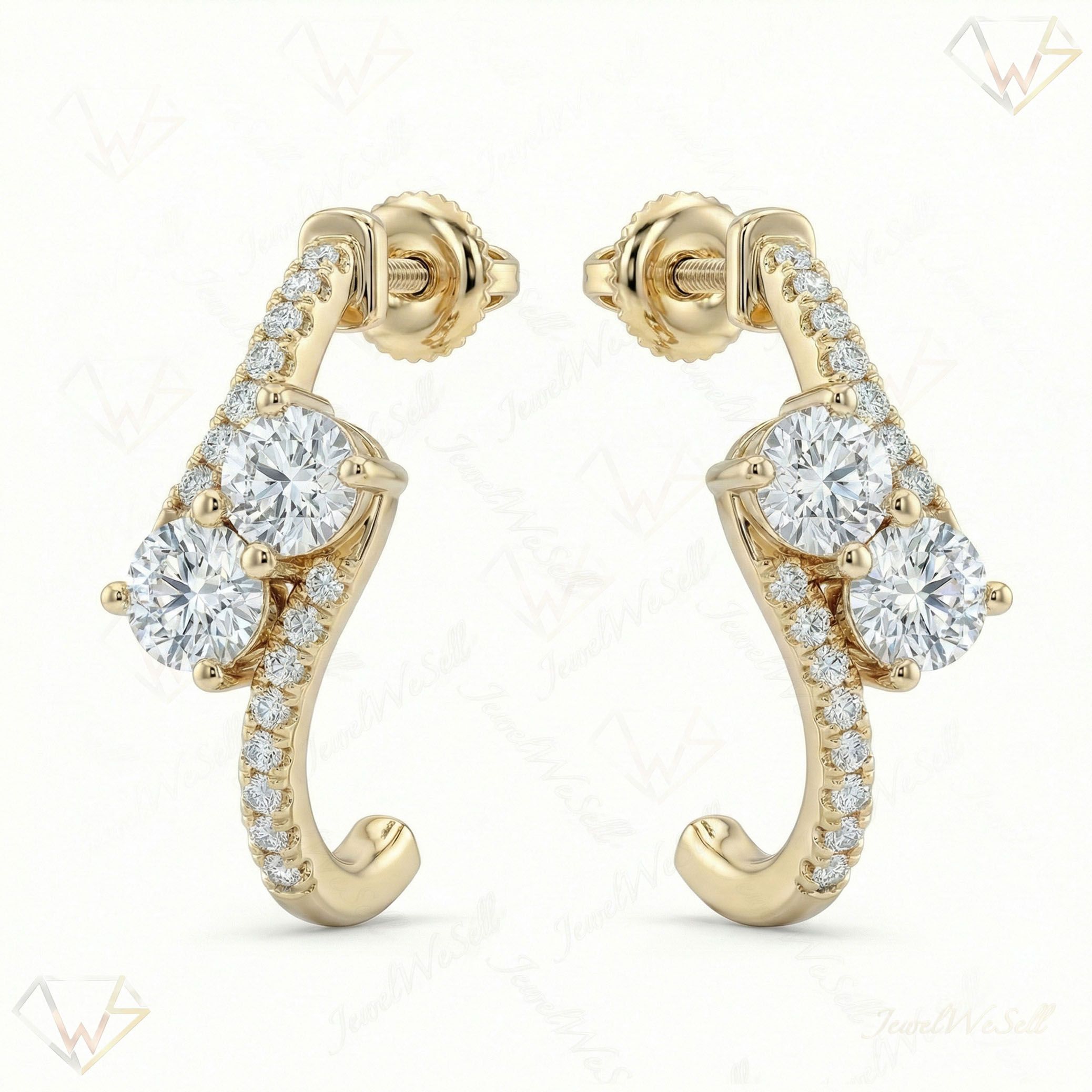 0.85 ct EF VS Lab Grown DIamond Fancy Earrings in 14k Yellow Gold 7772