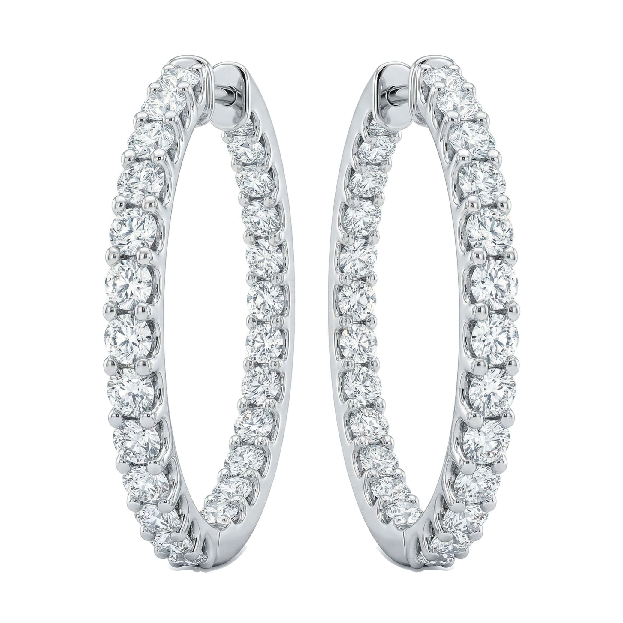 4.70 ct EF VS Moissanite Hoops Earrings in 925 Sterling Silver 9258