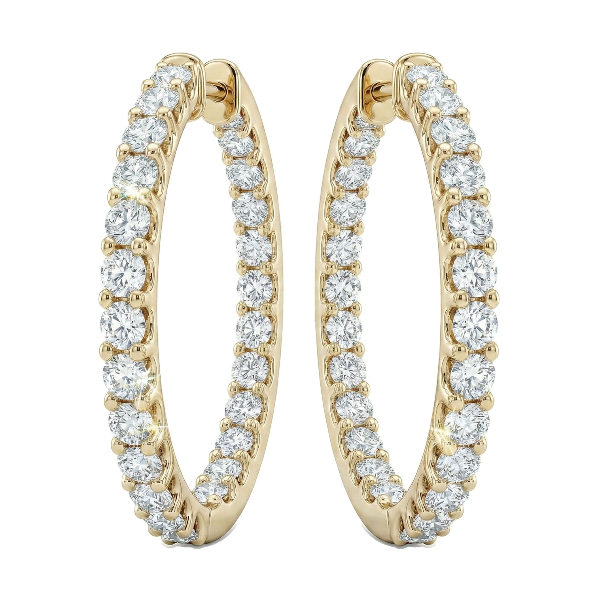 4.70 ct EF VS Lab Grown DIamond Hoops Earrings in 10k Yellow Gold 9258