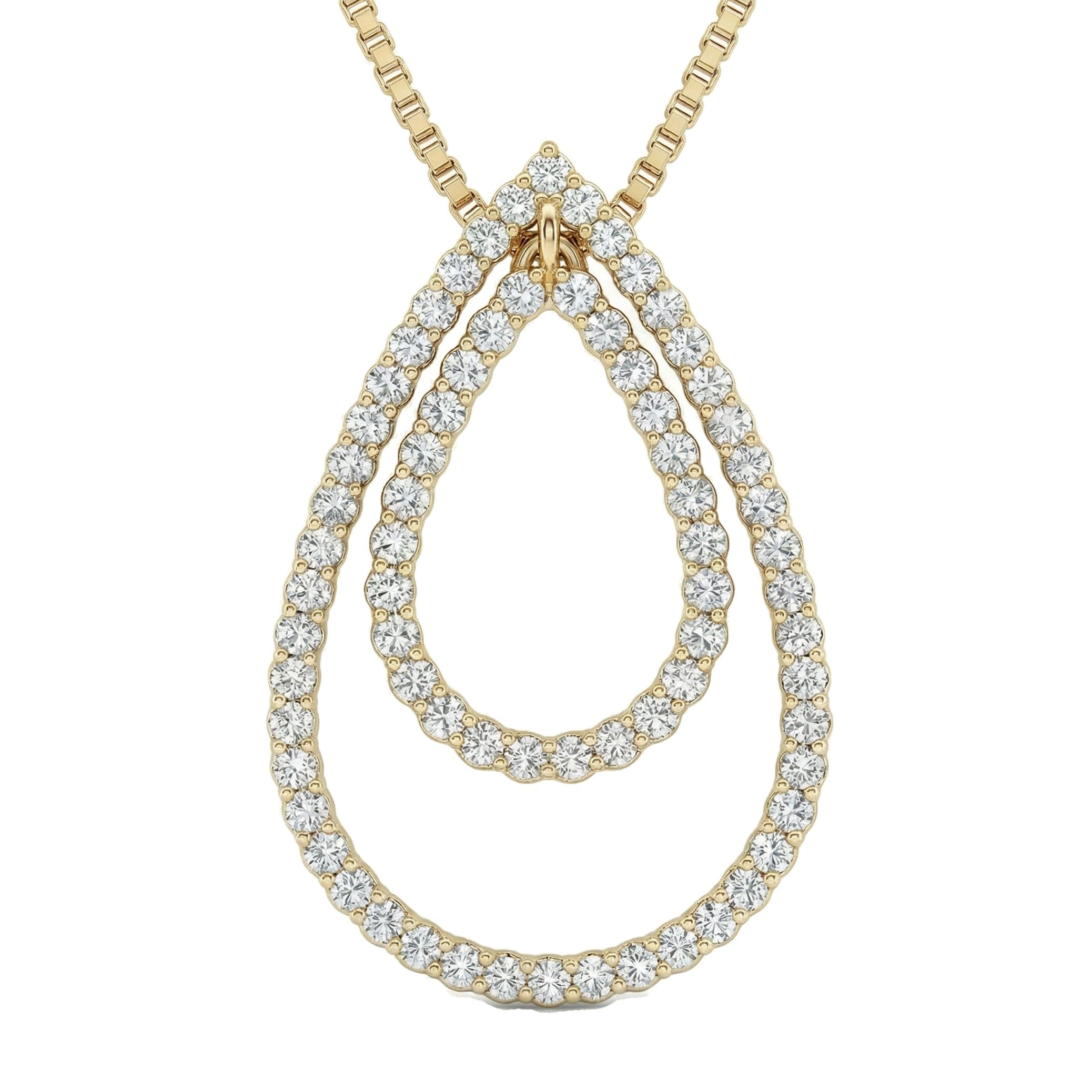 1.45 ct EF VS Lab Grown Diamond Drop Pendant in 14k Yellow Gold 10186