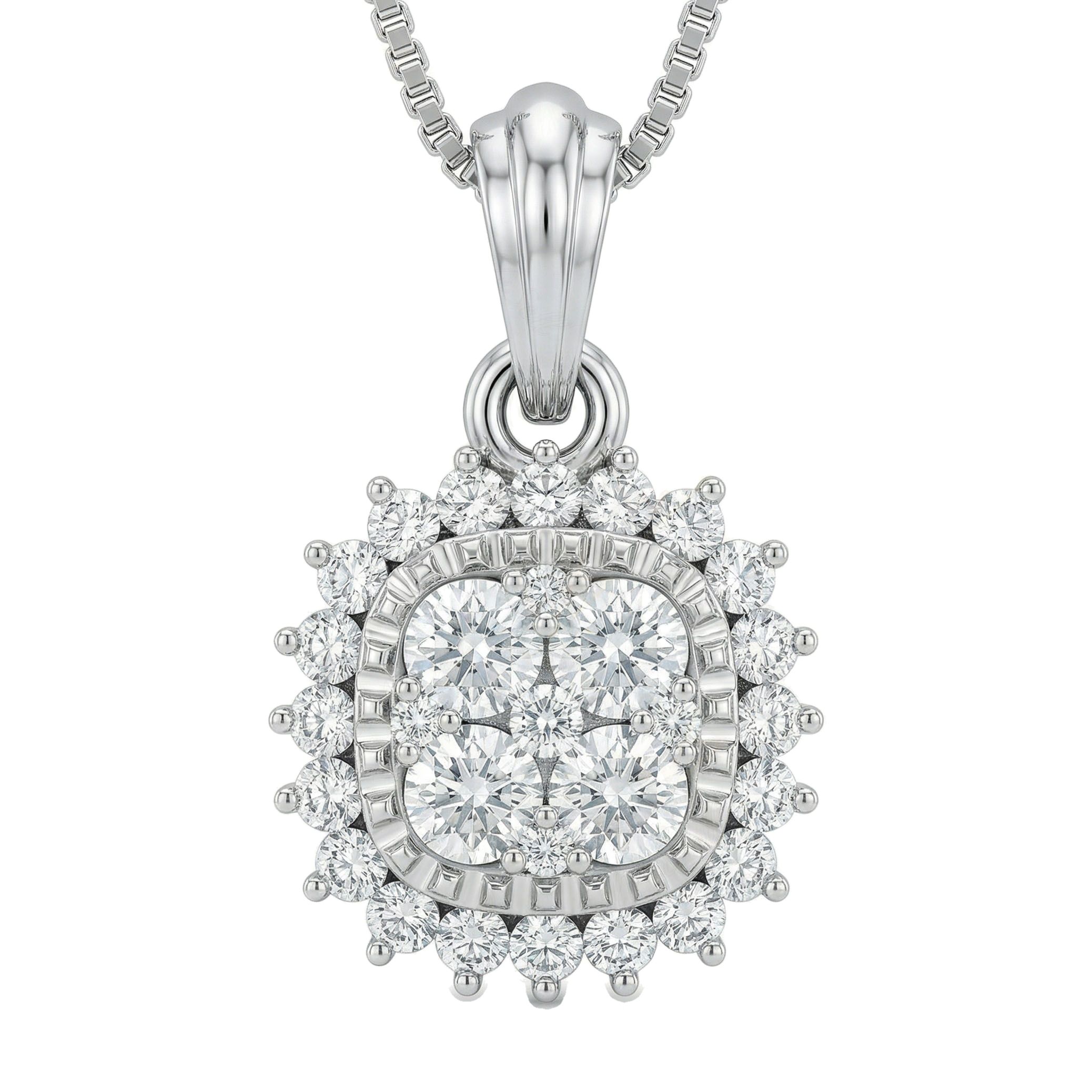 0.50 ct EF VS Moissanite Halo Pendant in 925 Sterling Silver 10237