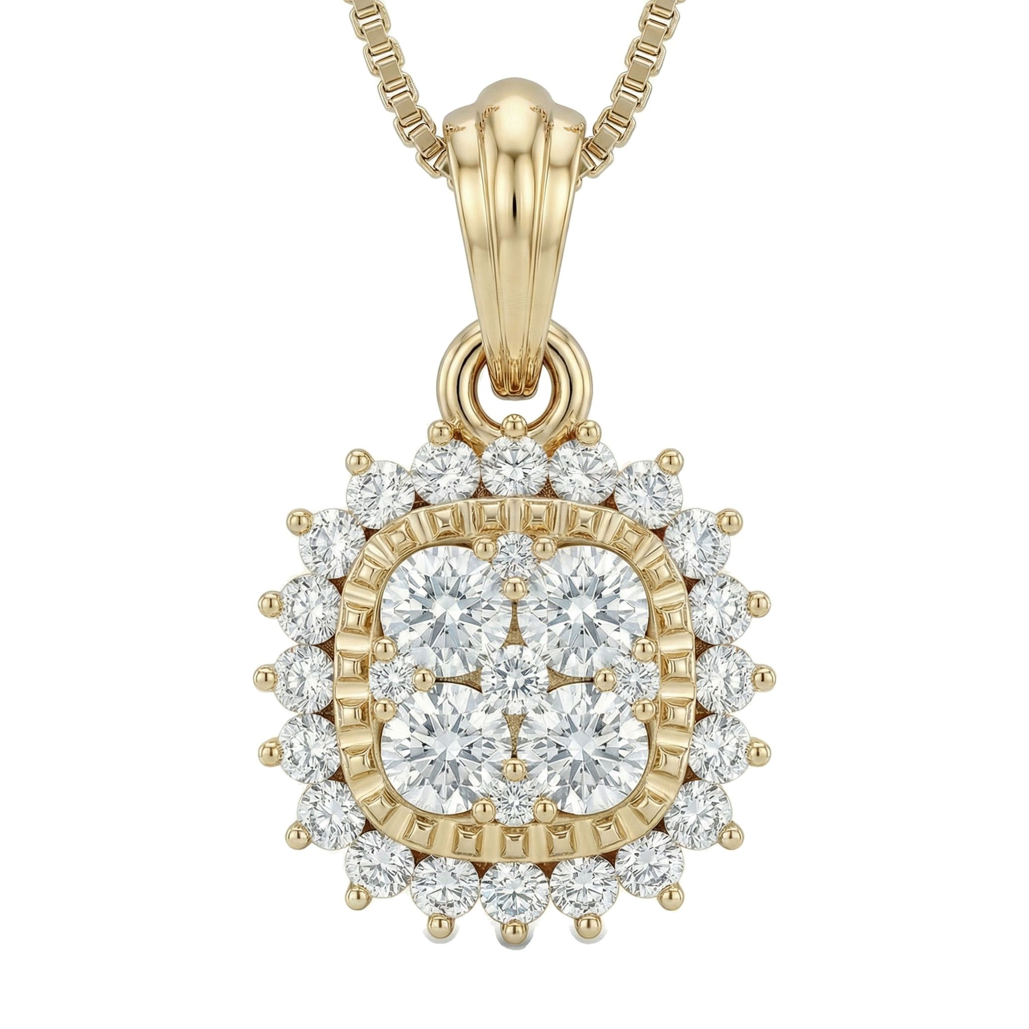 0.50 ct EF VS Lab Grown Diamond Halo Pendant in 14k Yellow Gold 10237