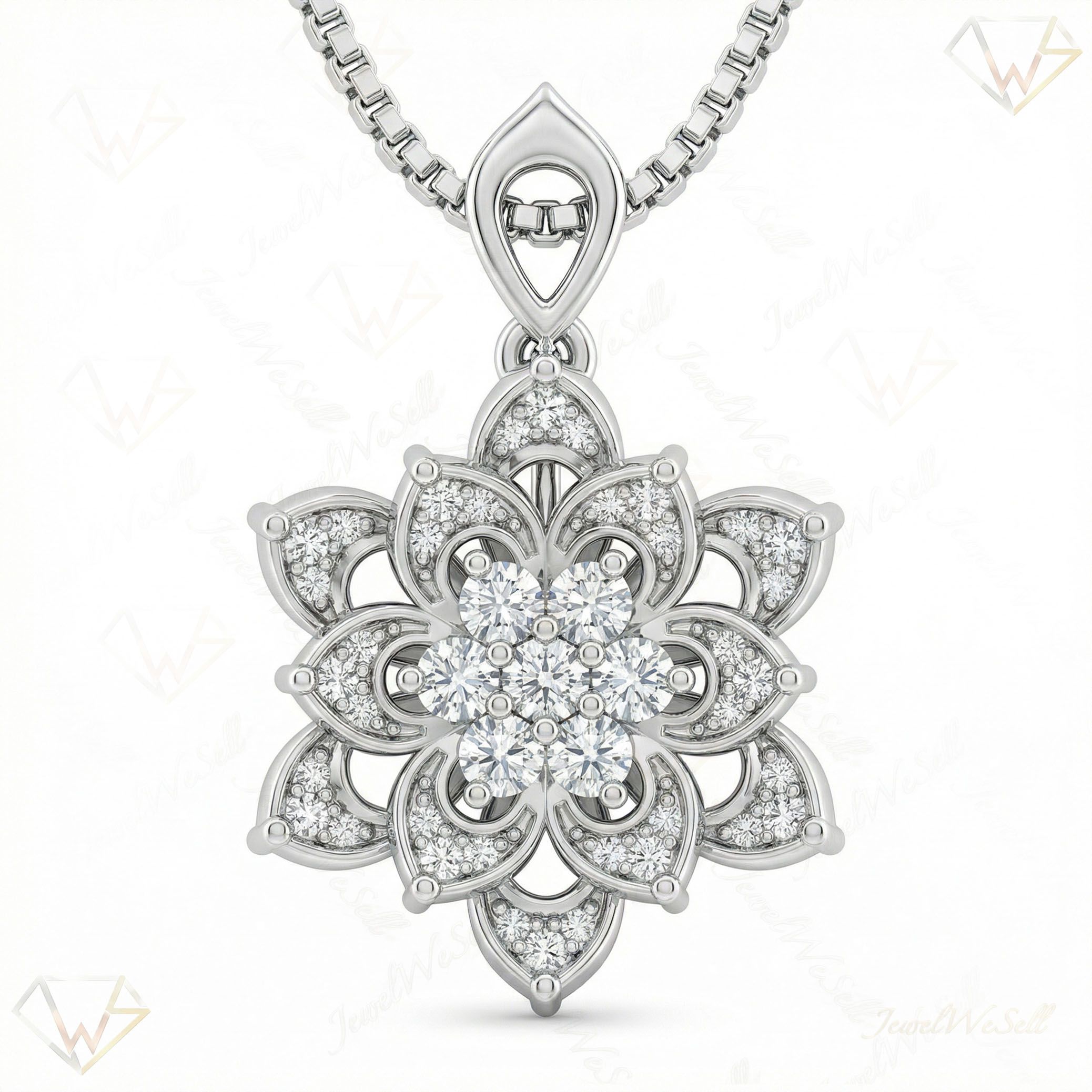 0.66 ct EF VS Lab Grown Diamond Flower Pendant in 10k White Gold 10483