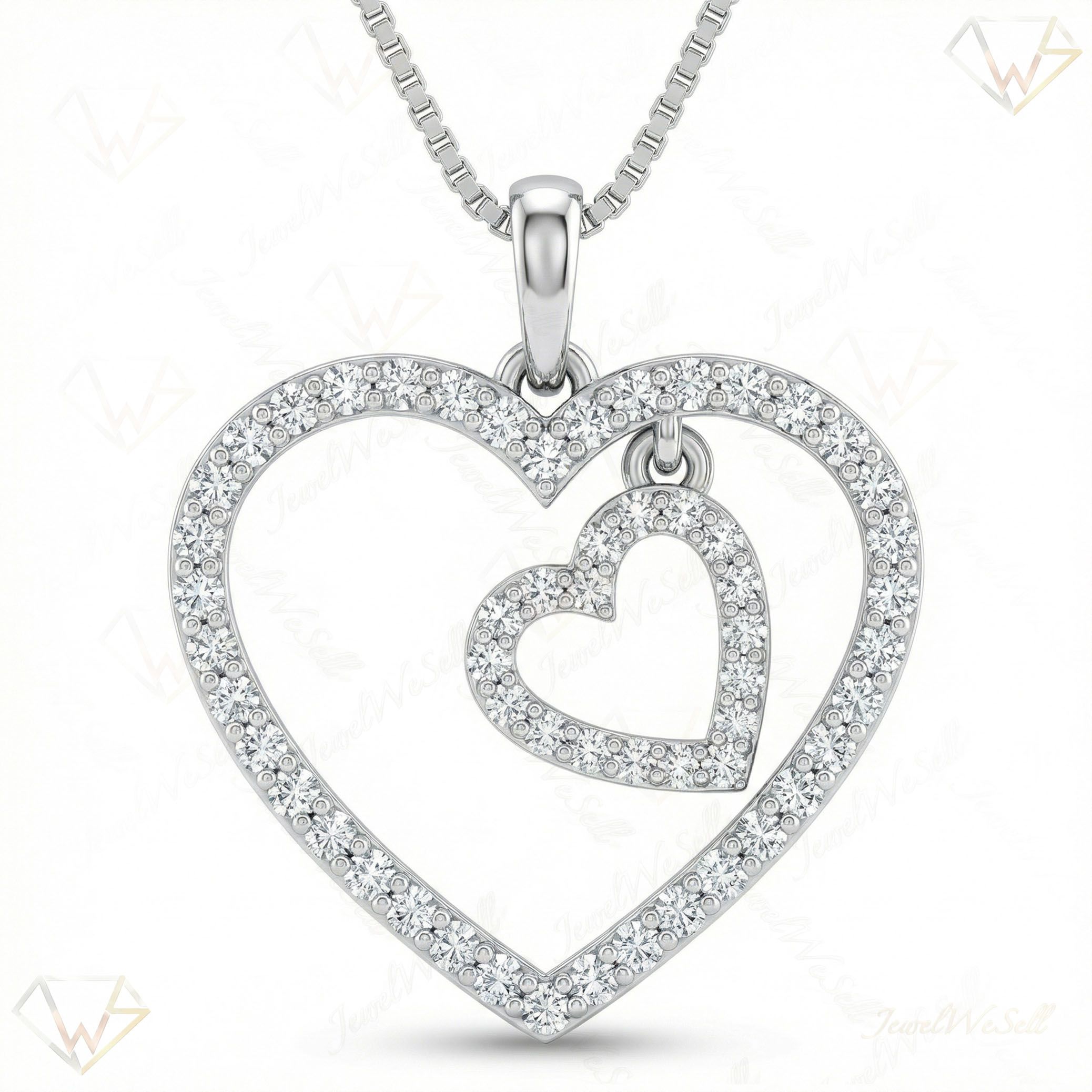 0.66 ct EF VS Moissanite Heart Pendant in 925 Sterling Silver 11746