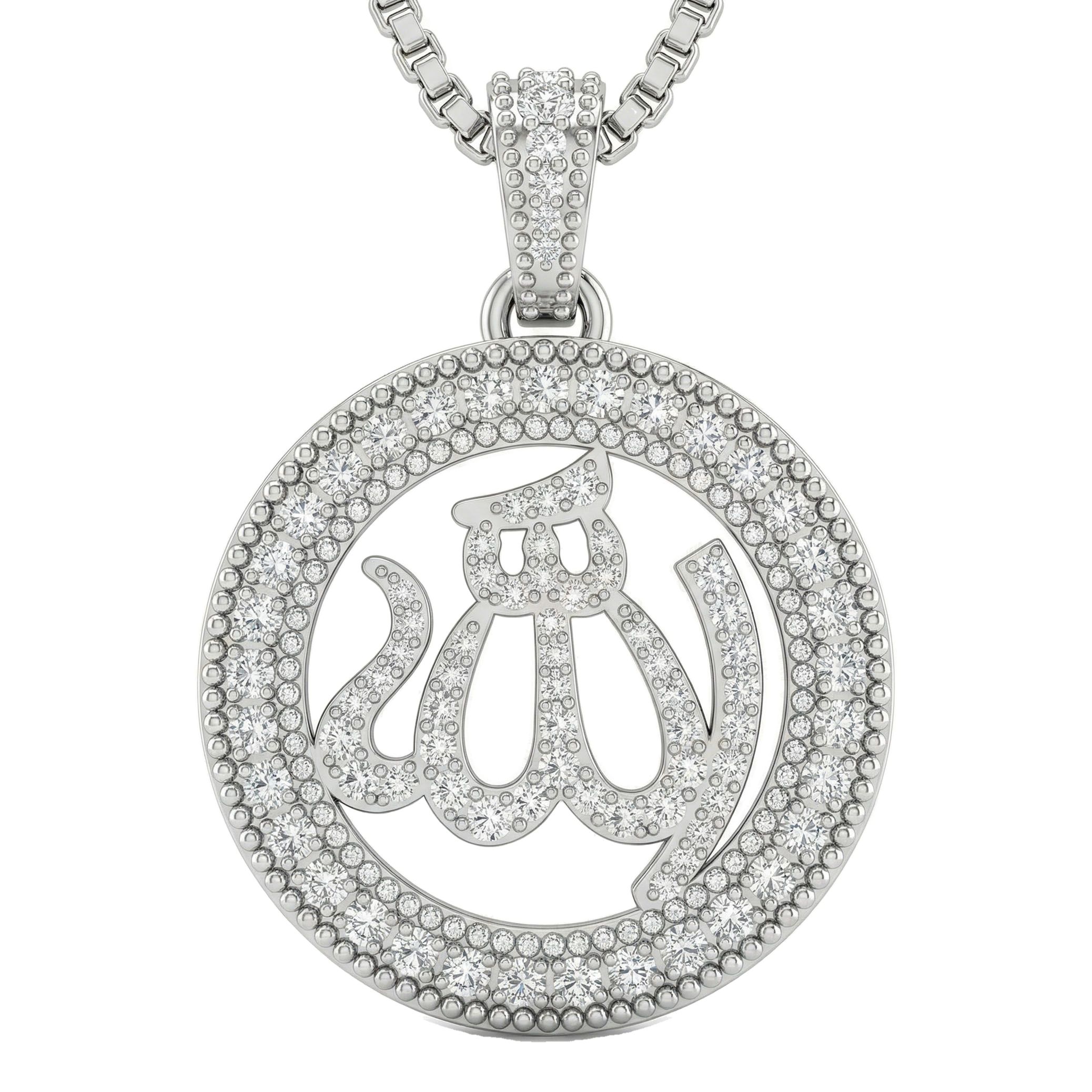 0.70 ct EF VS Lab Grown Diamond Allah Pendant in 10k White Gold 13137