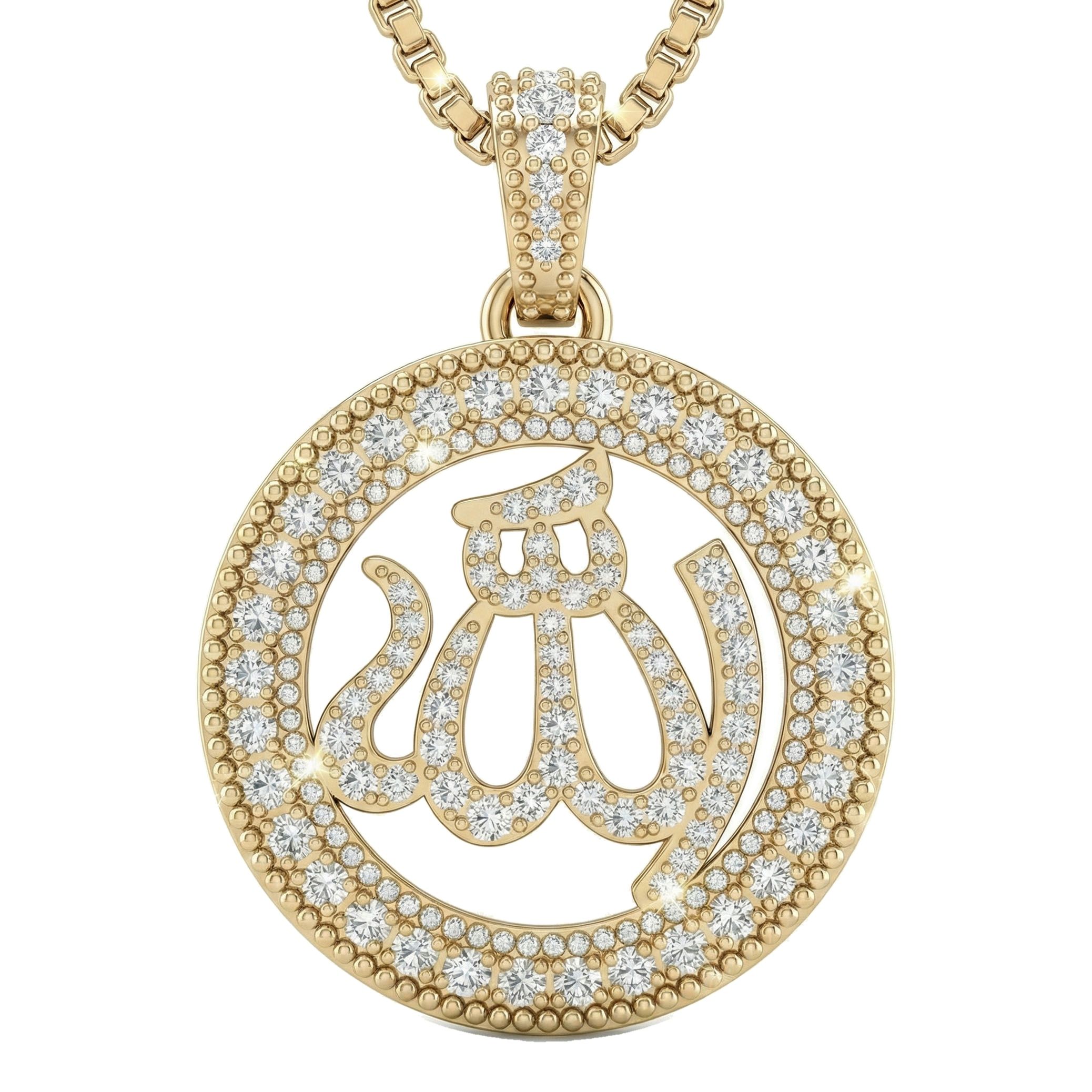 0.70 ct EF VS Lab Grown Diamond Allah Pendant in 10k Yellow Gold 13137