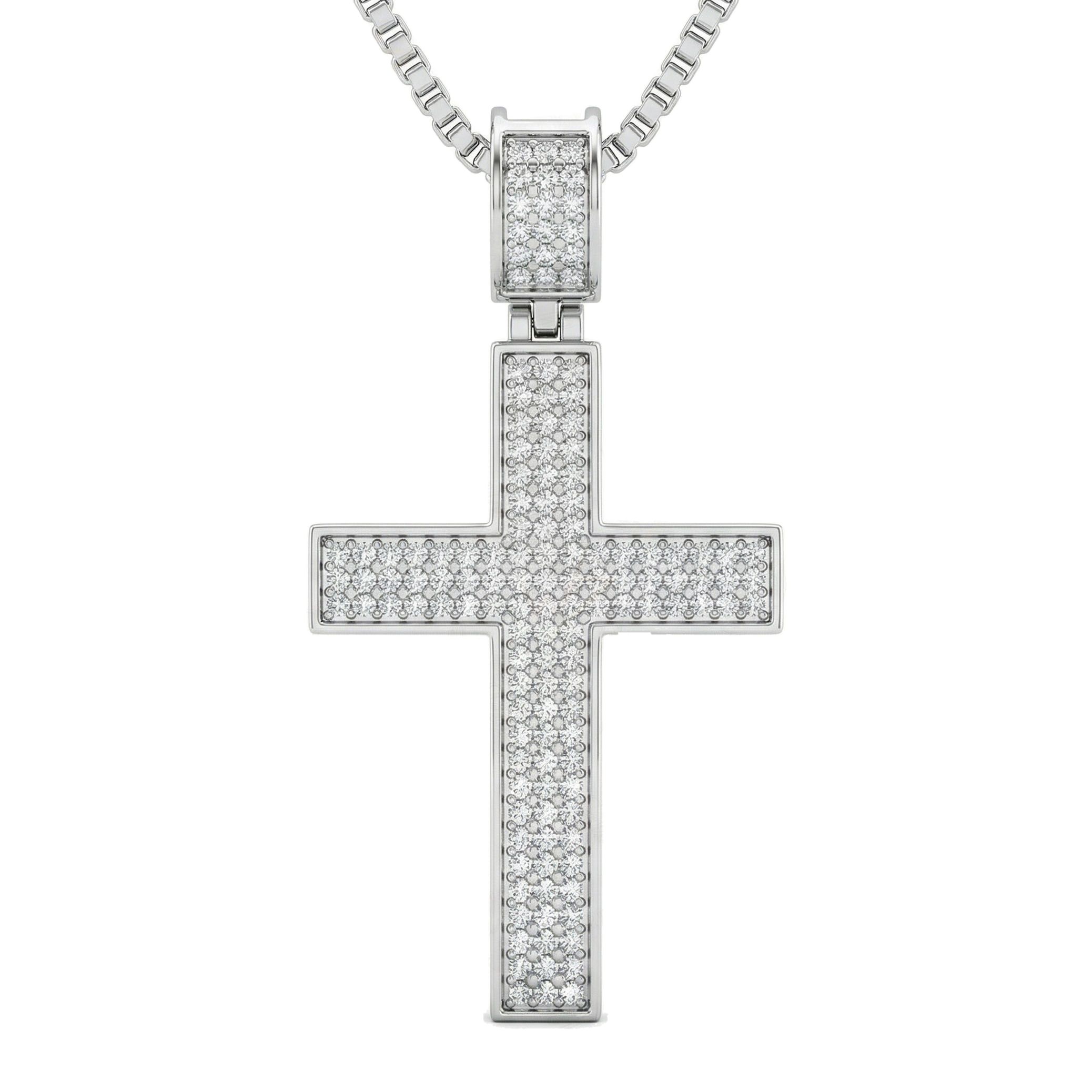 0.90 ct EF VS Moissanite Cross Pendant in 925 Sterling Silver 13622