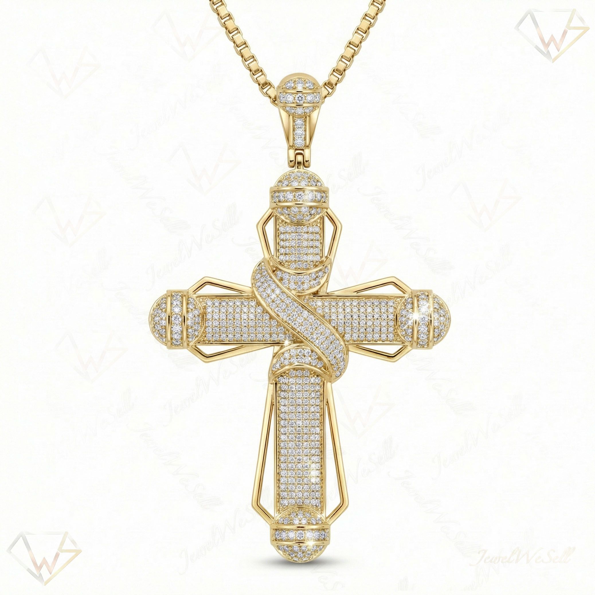 2.25 ct EF VS Lab Grown Diamond Cross Pendant in 14k Yellow Gold 13706