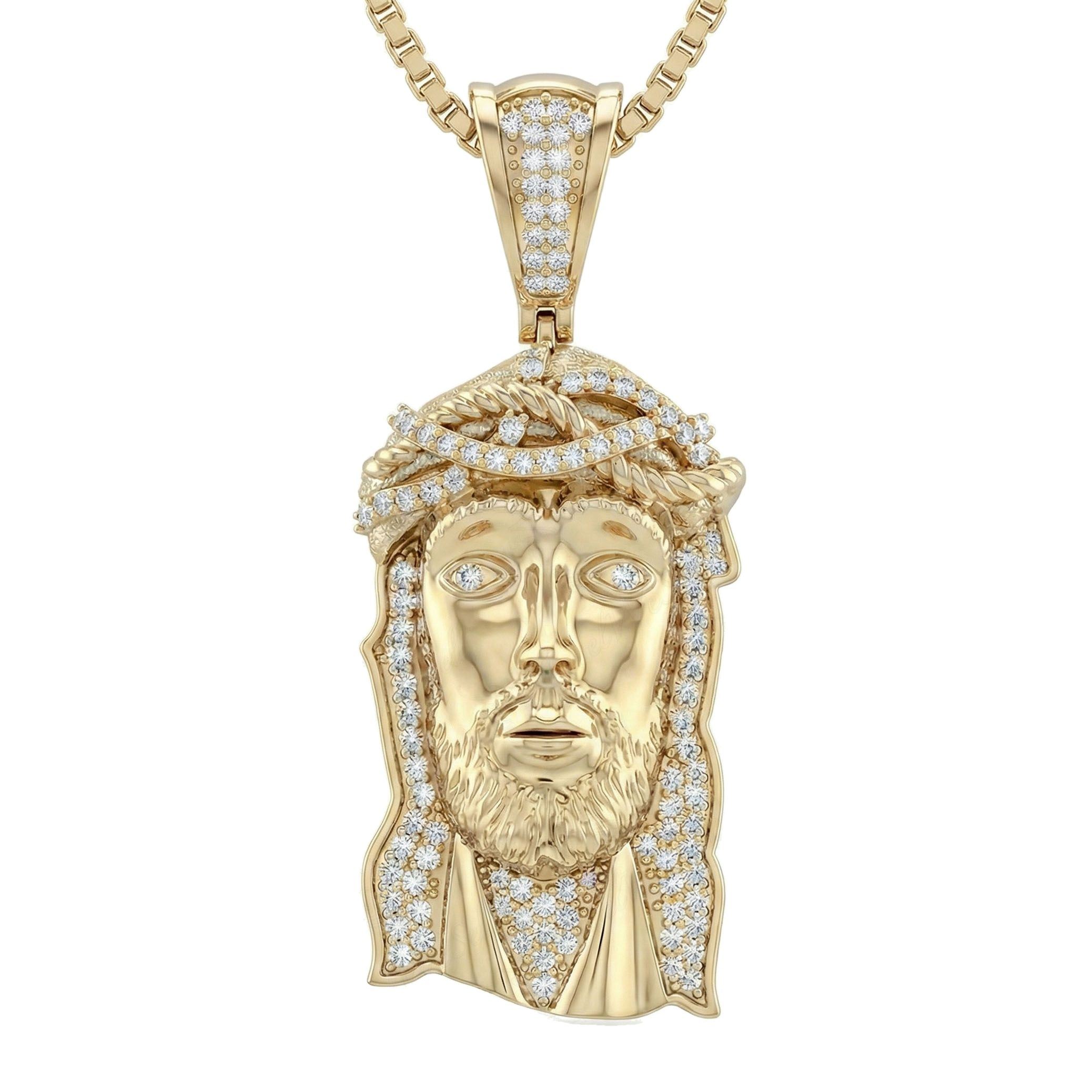 0.50 ct EF VS Lab Grown Diamond Jesus Pendant in 10k Yellow Gold 13856