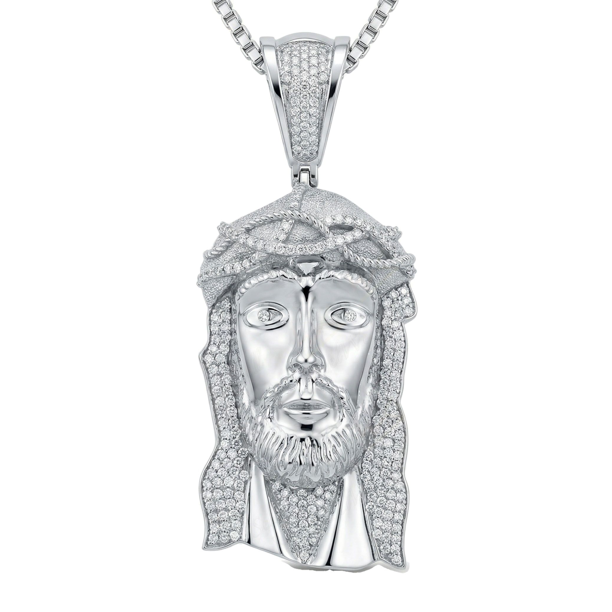 1.20 ct EF VS Lab Grown Diamond Jesus Pendant in 10k White Gold 13856