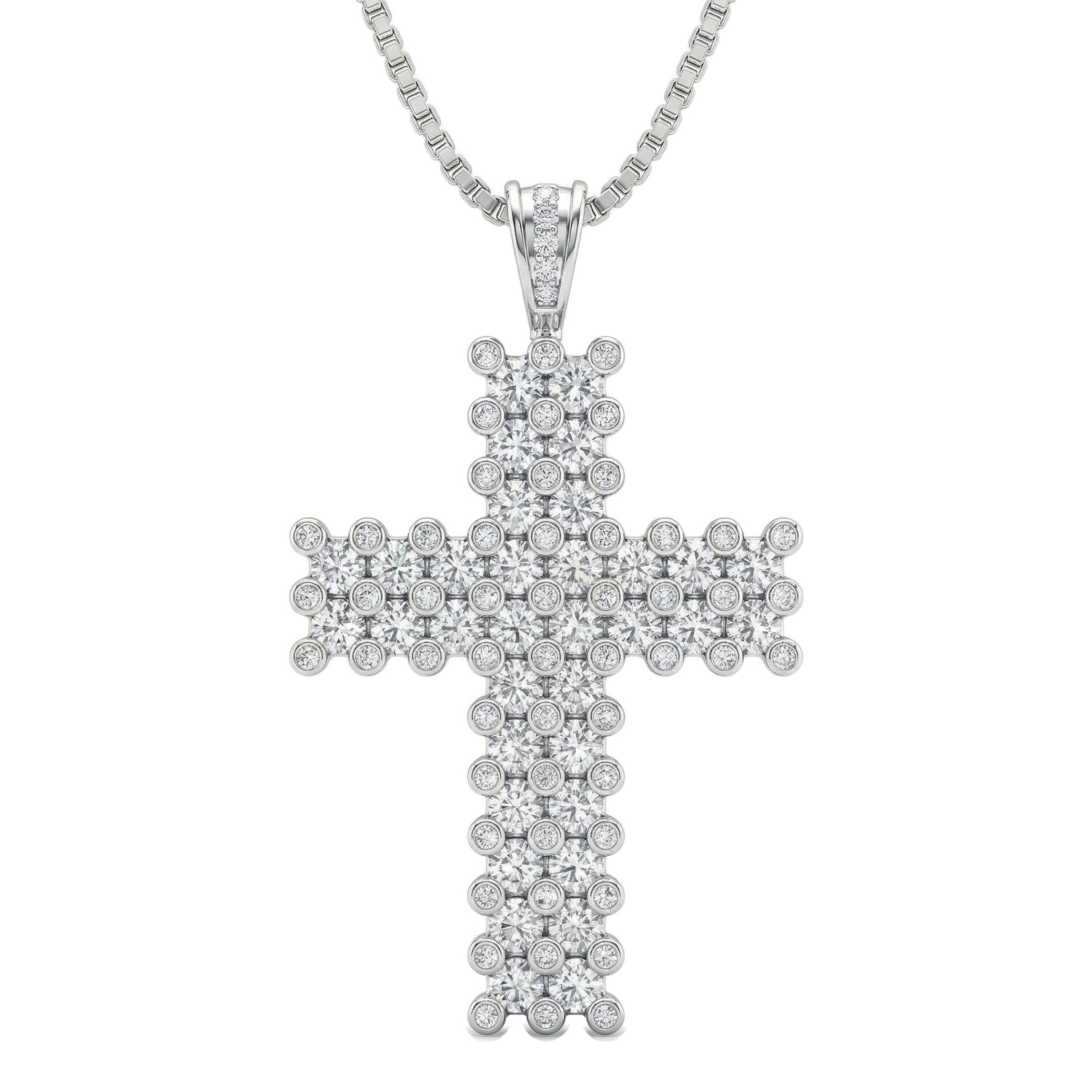 6.40 ct EF VS Lab Grown Diamond Cross Pendant in 14k White Gold 14210