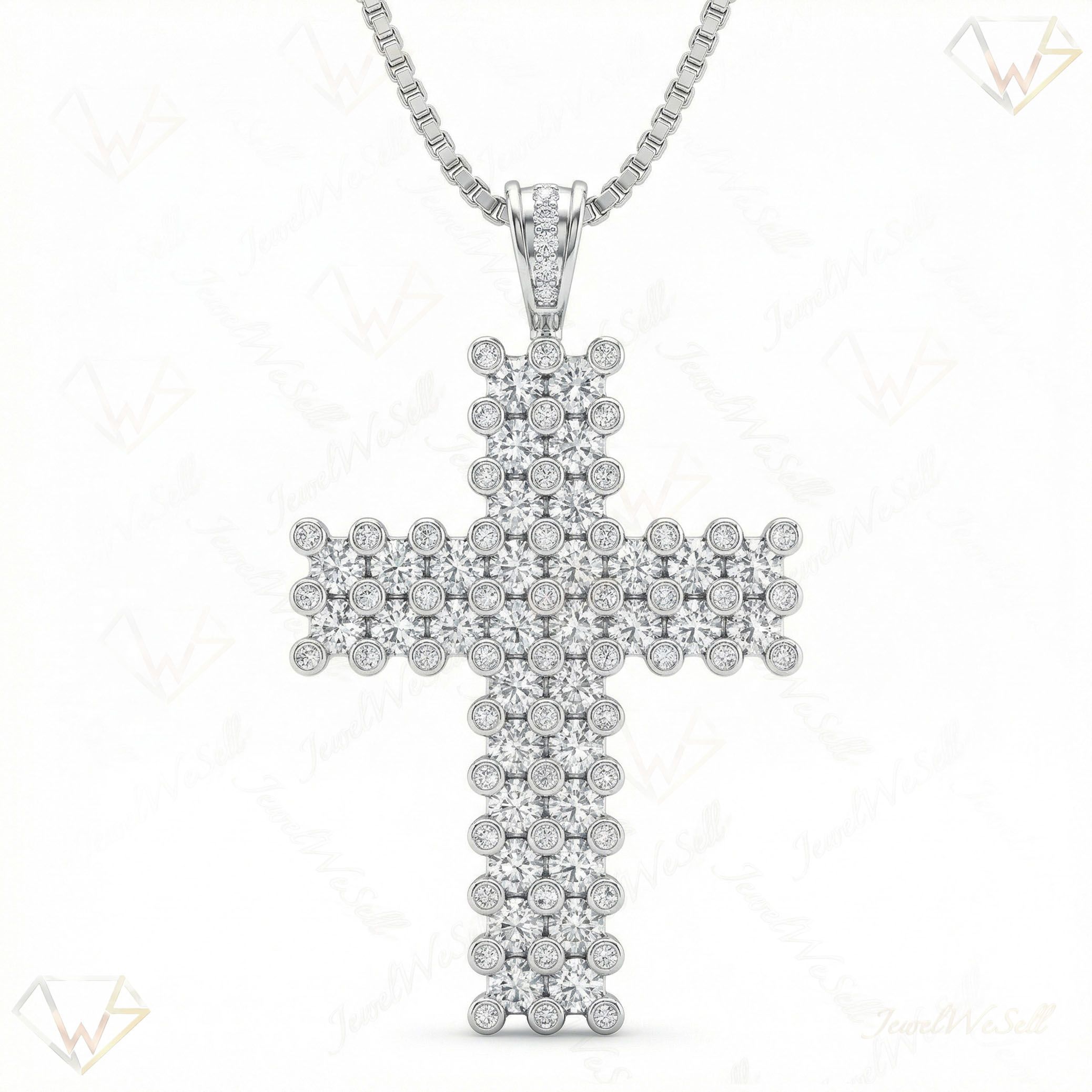6.40 ct EF VS Lab Grown Diamond Cross Pendant in 10k White Gold 14210