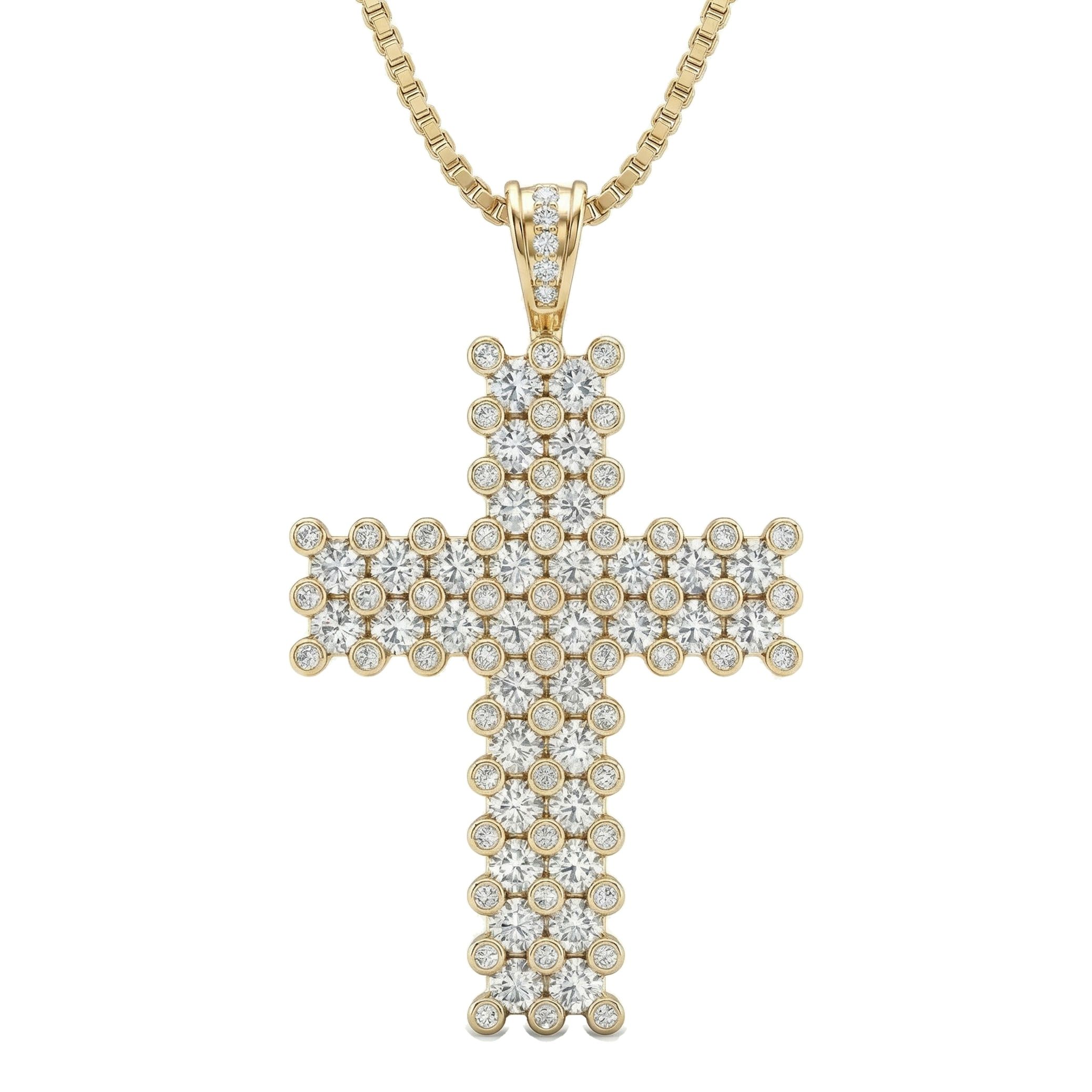 6.40 ct EF VS Lab Grown Diamond Cross Pendant in 14k Yellow Gold 14210