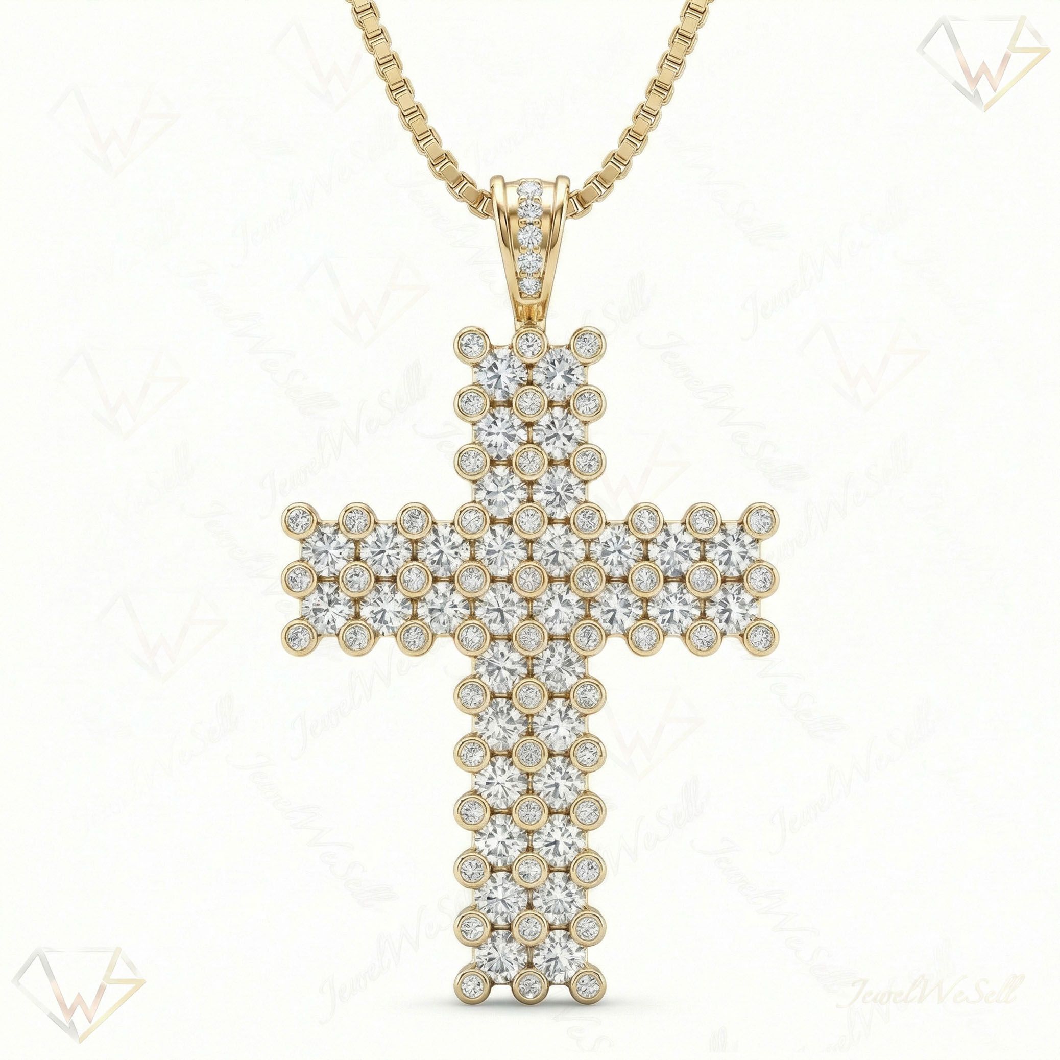 6.40 ct EF VS Lab Grown Diamond Cross Pendant in 10k Yellow Gold 14210