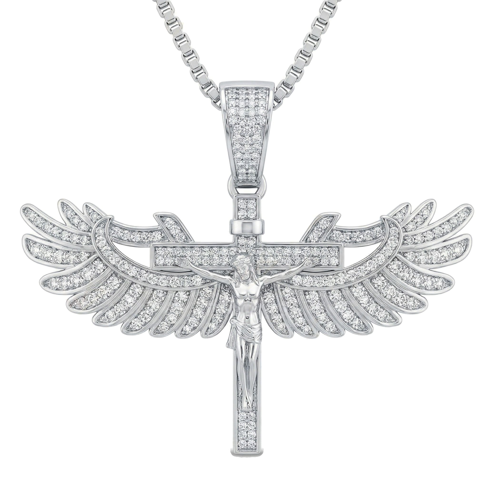 1.33 ct EF VS Moissanite Jesus Pendant in 925 Sterling Silver 15444