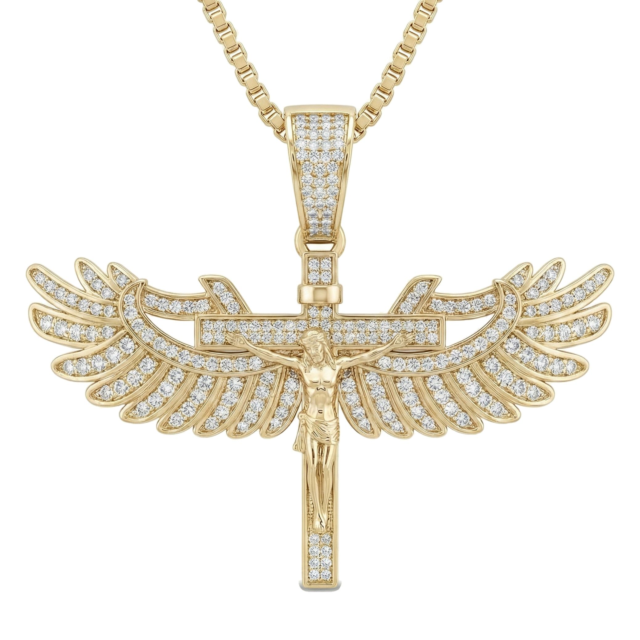 1.33 ct EF VS Lab Grown Diamond Jesus Pendant in 14k Yellow Gold 15444