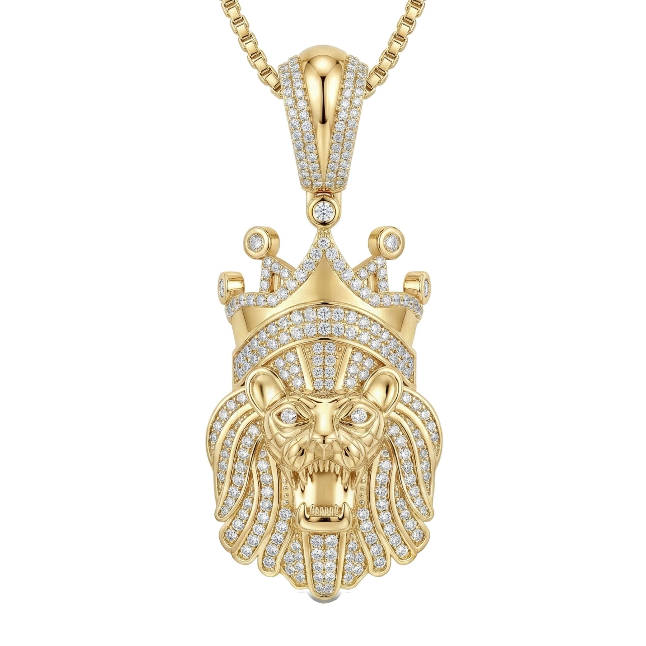1.90 ct EF VS Lab Grown Diamond Lion Tiger Pendant in 10k Yellow Gold 15684