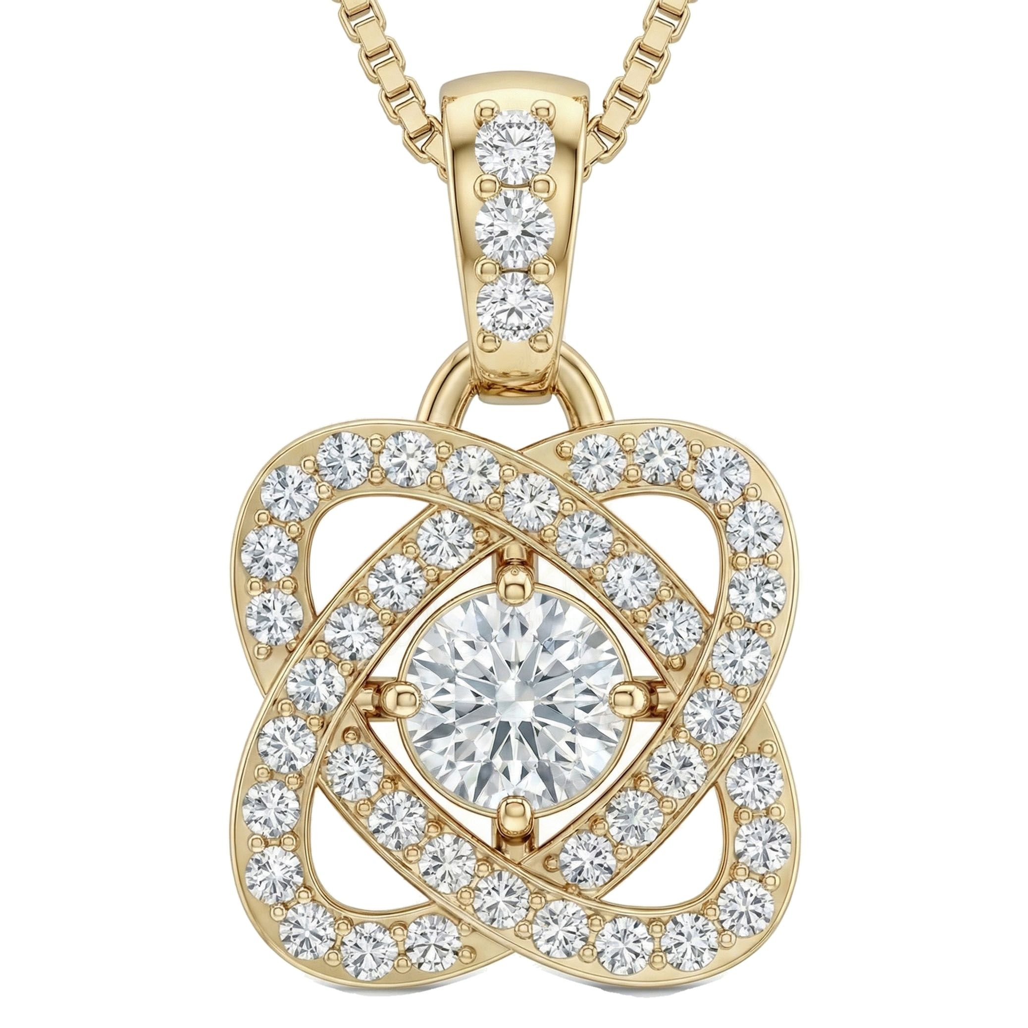 0.45 ct EF VS Lab Grown Diamond Halo Pendant in 10k Yellow Gold 15713