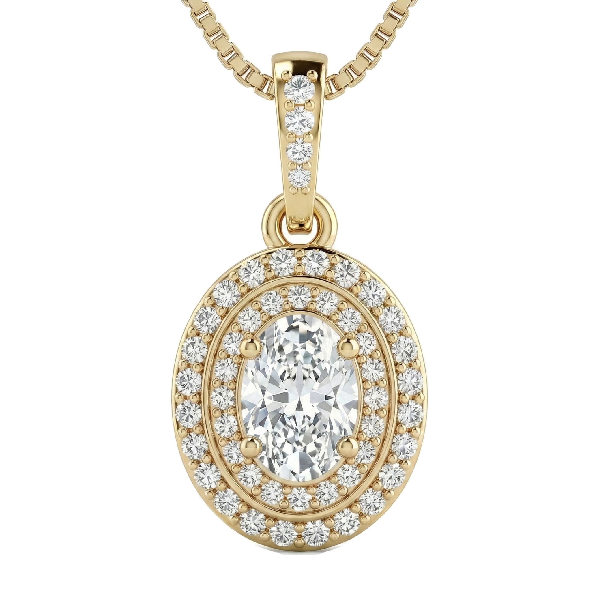 0.60 ct EF VS Lab Grown Diamond Halo Pendant in 14k Yellow Gold 15721