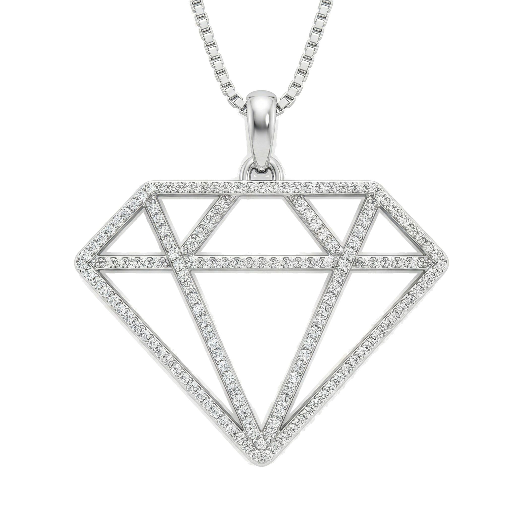 0.70 ct EF VS Moissanite Card Pendant in 925 Sterling Silver 15745