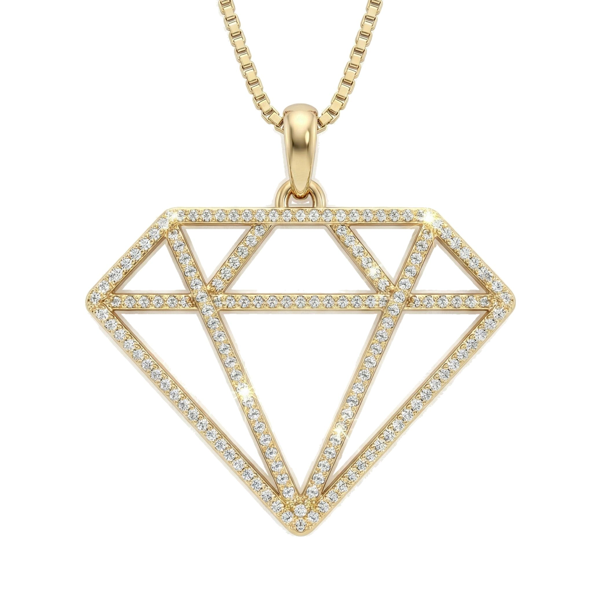 0.70 ct EF VS Lab Grown Diamond Card Pendant in 10k Yellow Gold 15745