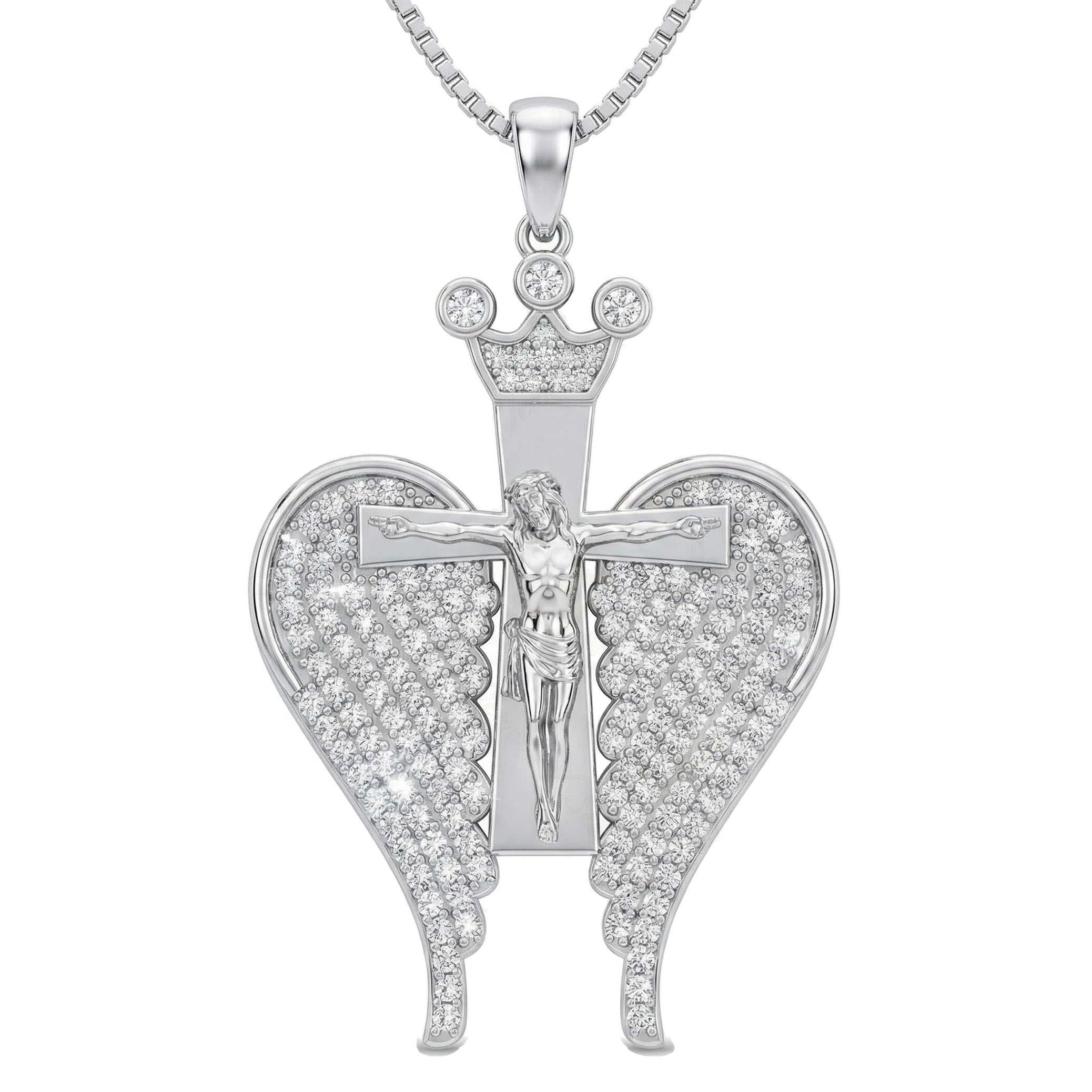 1.40 ct EF VS Moissanite Jesus Pendant in 925 Sterling Silver 16158