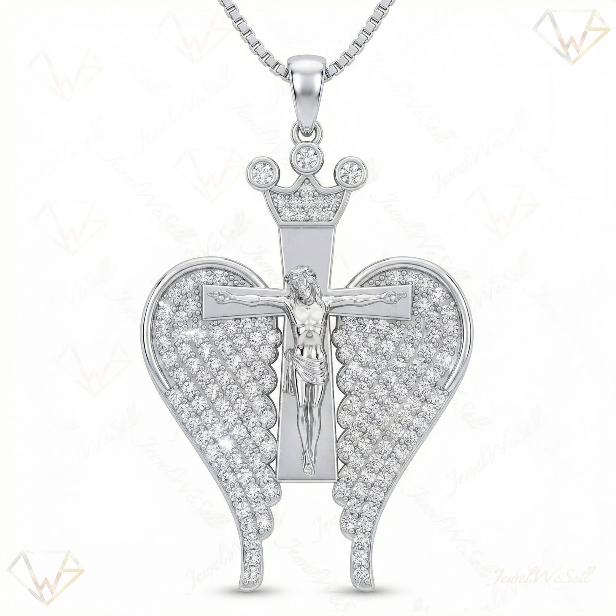 1.40 ct EF VS Lab Grown Diamond Jesus Pendant in 10k White Gold 16158