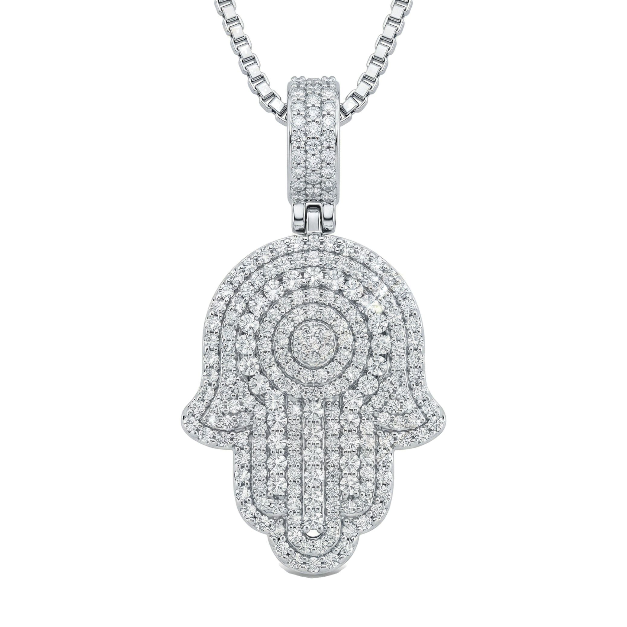 1.25 ct EF VS Lab Grown Diamond Hamsa Pendant in 14k White Gold 16172