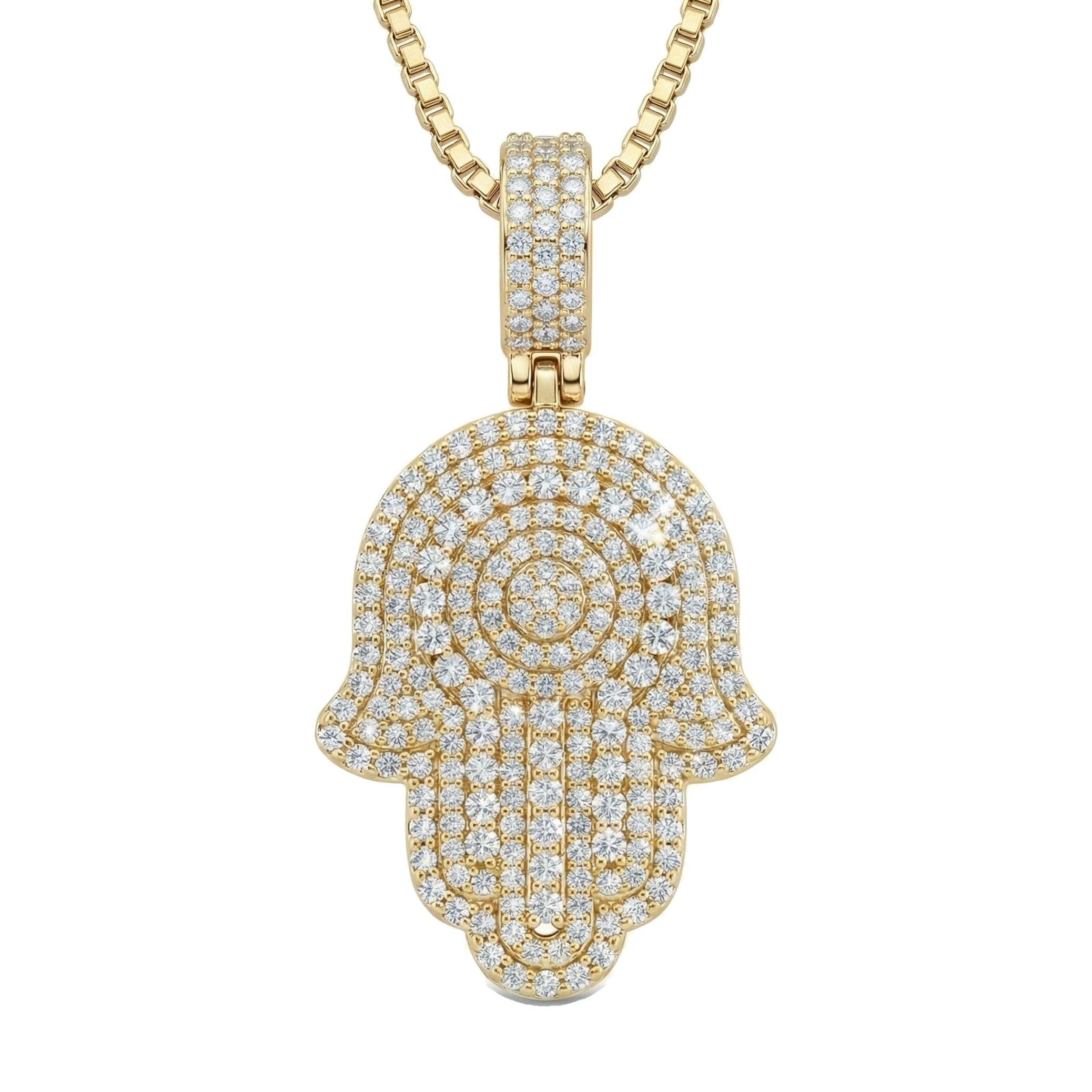 1.25 ct EF VS Lab Grown Diamond Hamsa Pendant in 10k Yellow Gold 16172