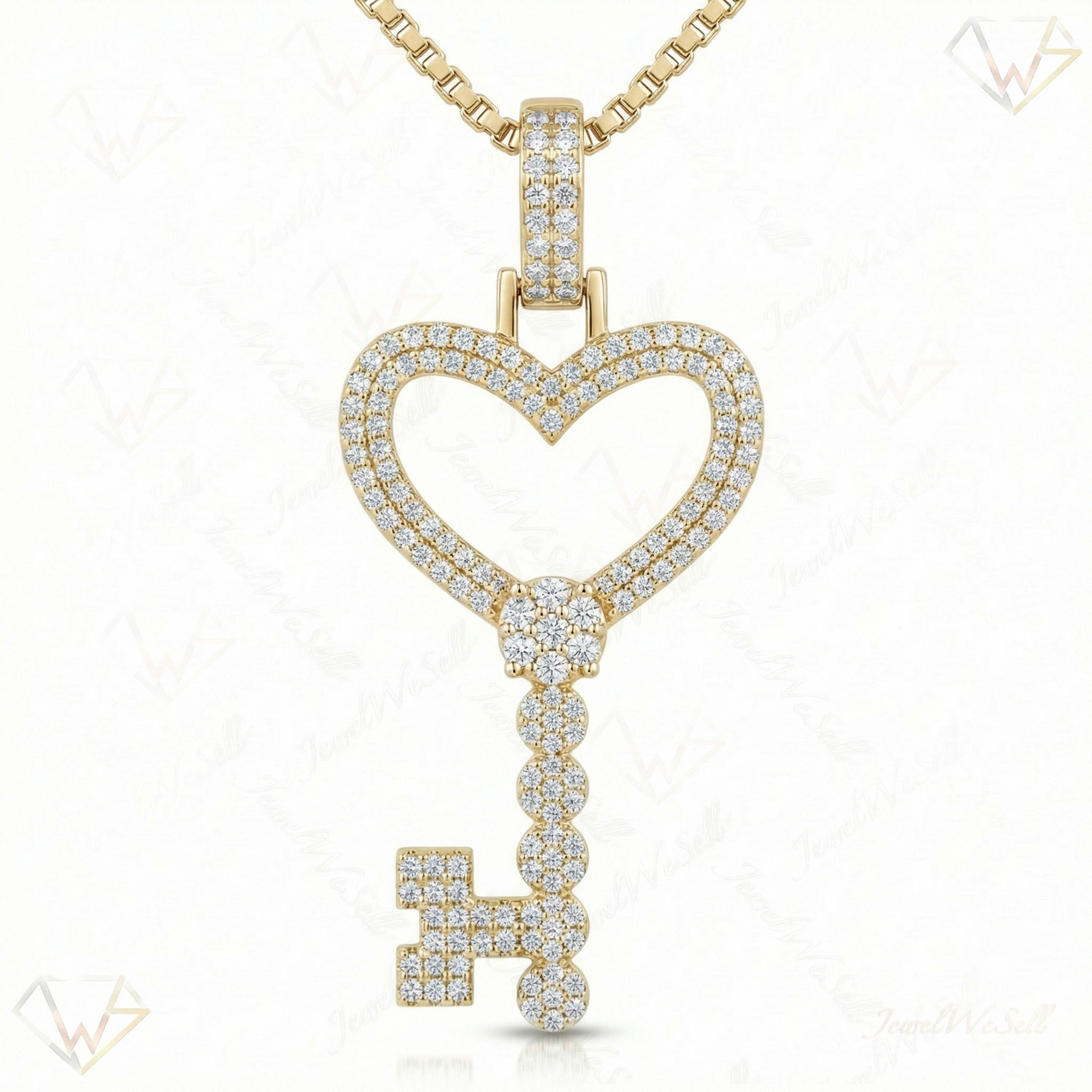 0.75 ct EF VS Lab Grown Diamond Key Pendant in 14k Yellow Gold 16384