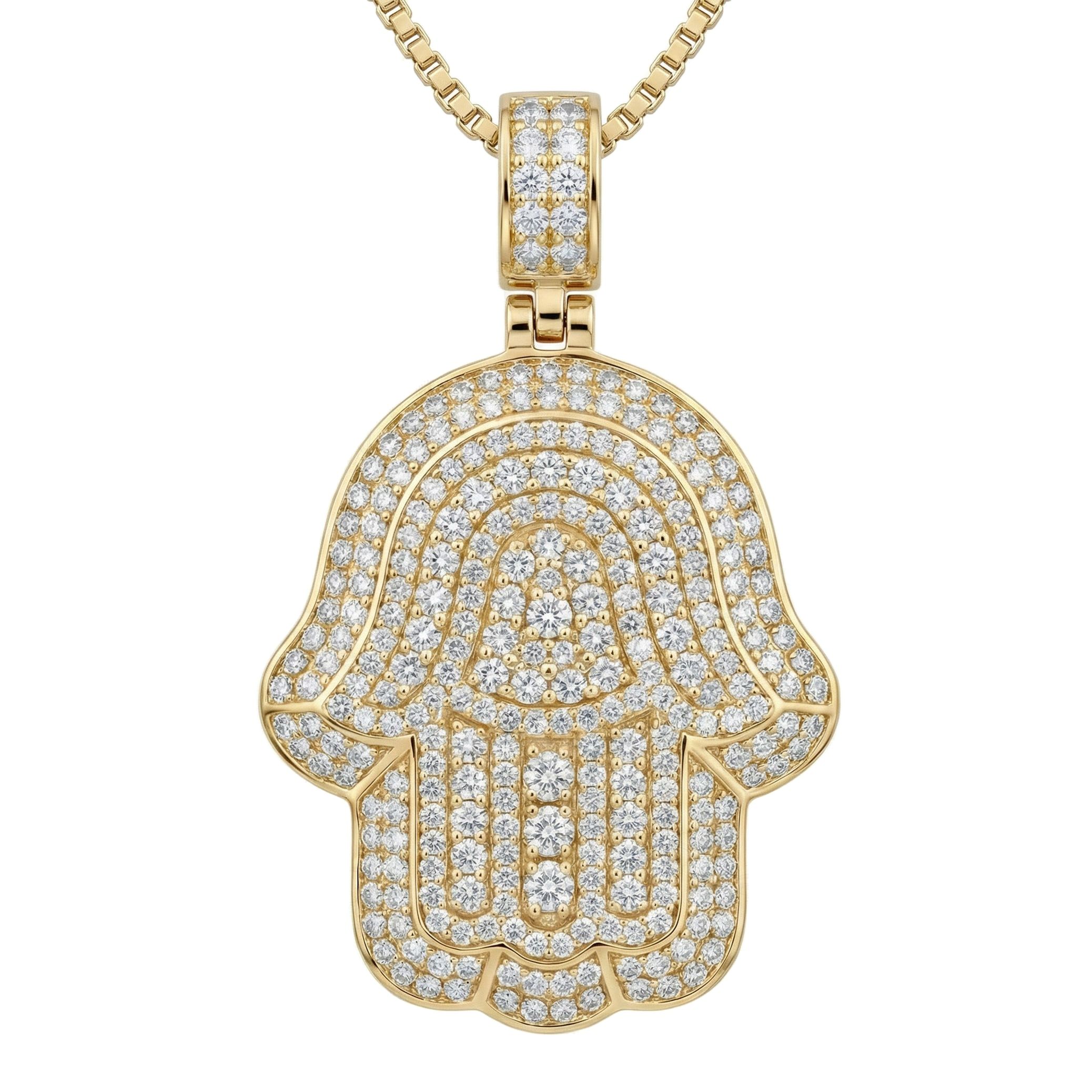 2.00 ct EF VS Lab Grown Diamond Hamsa Pendant in 10k Yellow Gold 16617