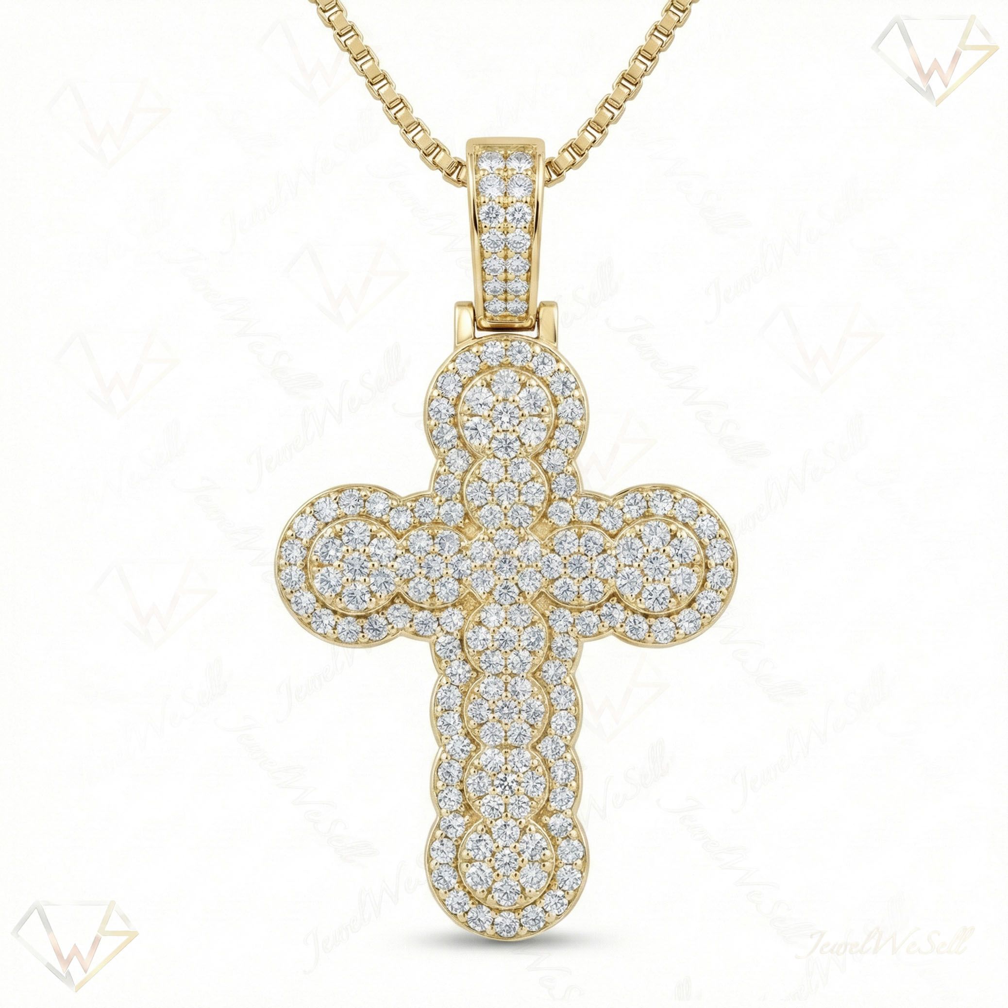 1.95 ct EF VS Lab Grown Diamond Cross Pendant in 14k Yellow Gold 16783