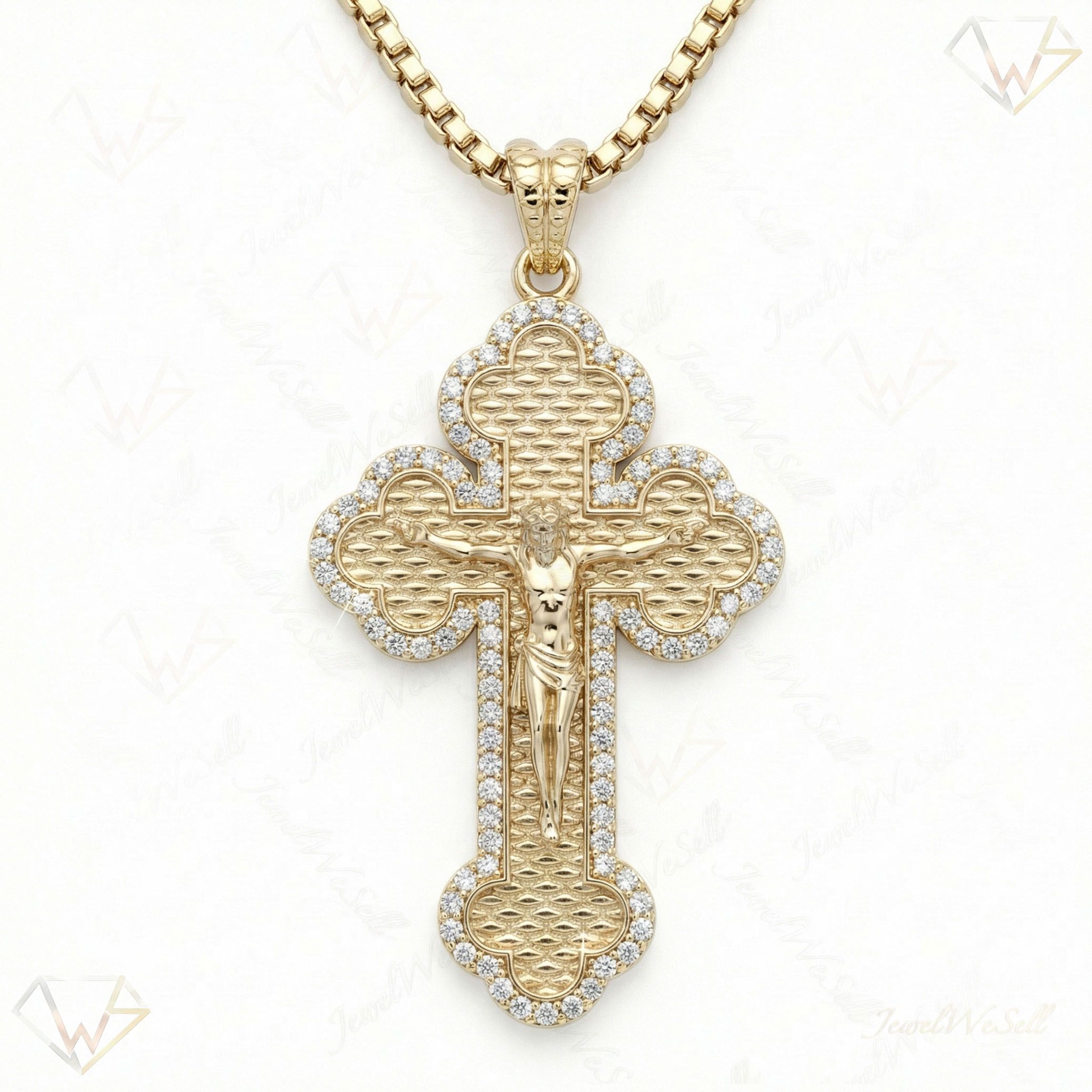 1.40 ct EF VS Lab Grown Diamond Cross Pendant in 10k Yellow Gold 200800
