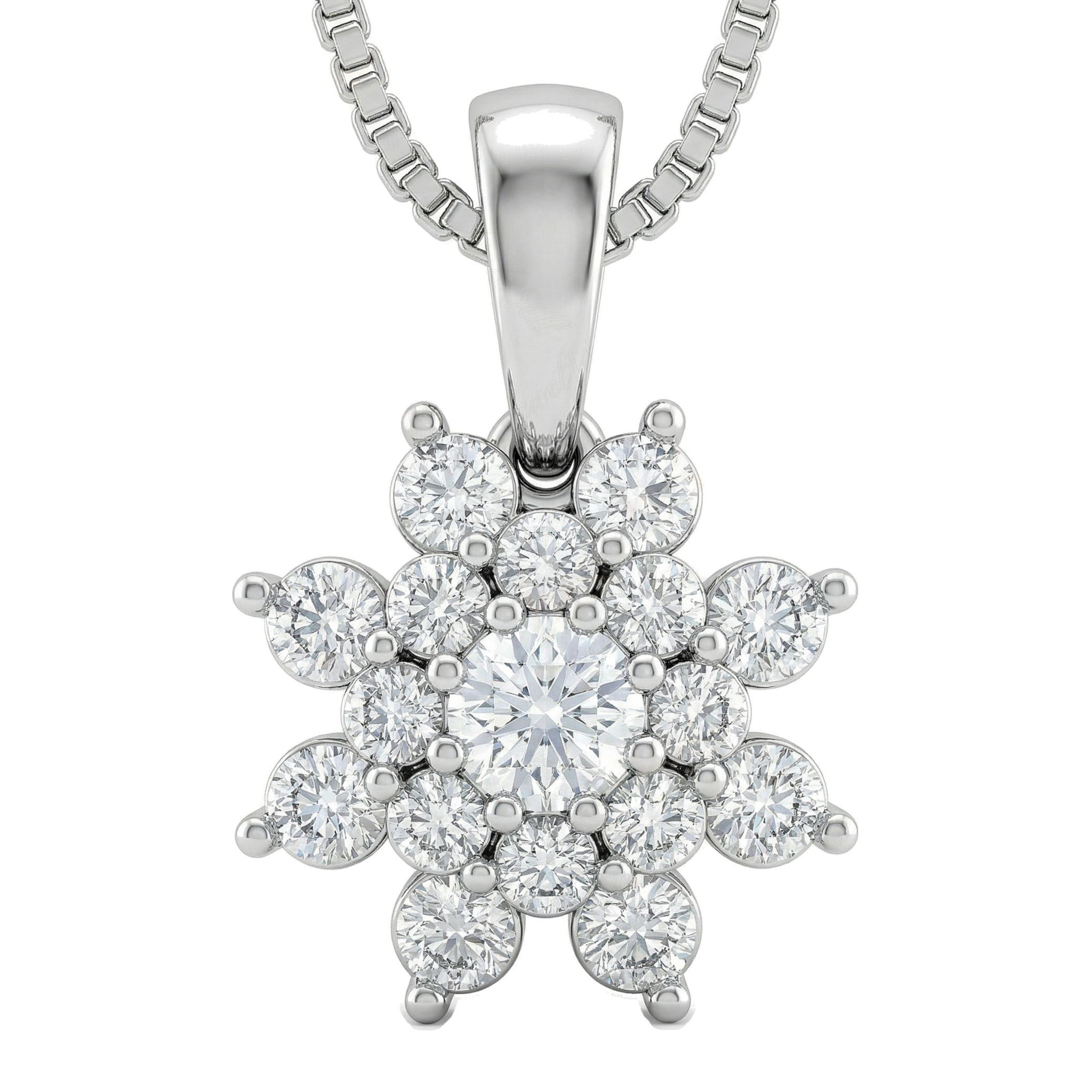 1.33 ct EF VS Moissanite Cluster Pendant in 925 Sterling Silver 200900