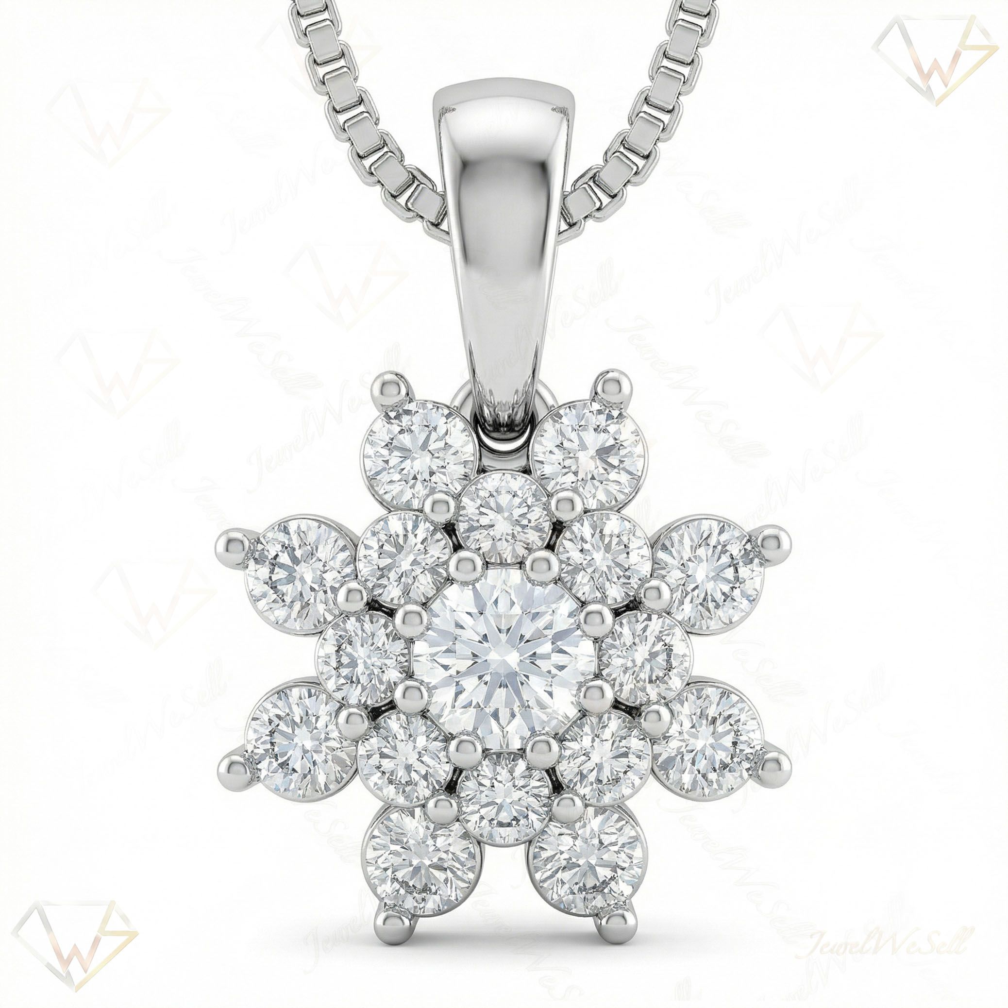 1.33 ct EF VS Lab Grown Diamond Cluster Pendant in 14k White Gold 200900