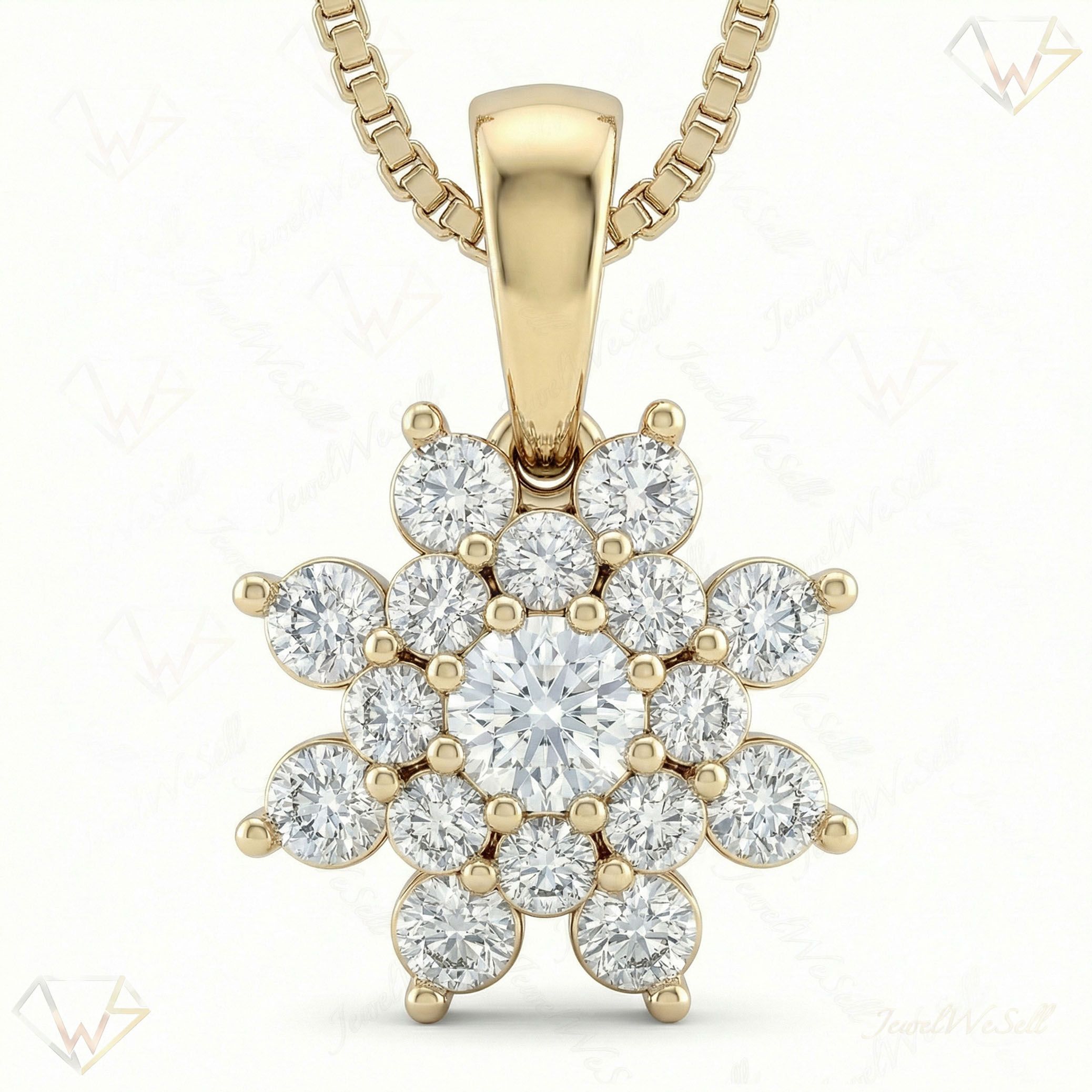 1.33 ct EF VS Lab Grown Diamond Cluster Pendant in 10k Yellow Gold 200900