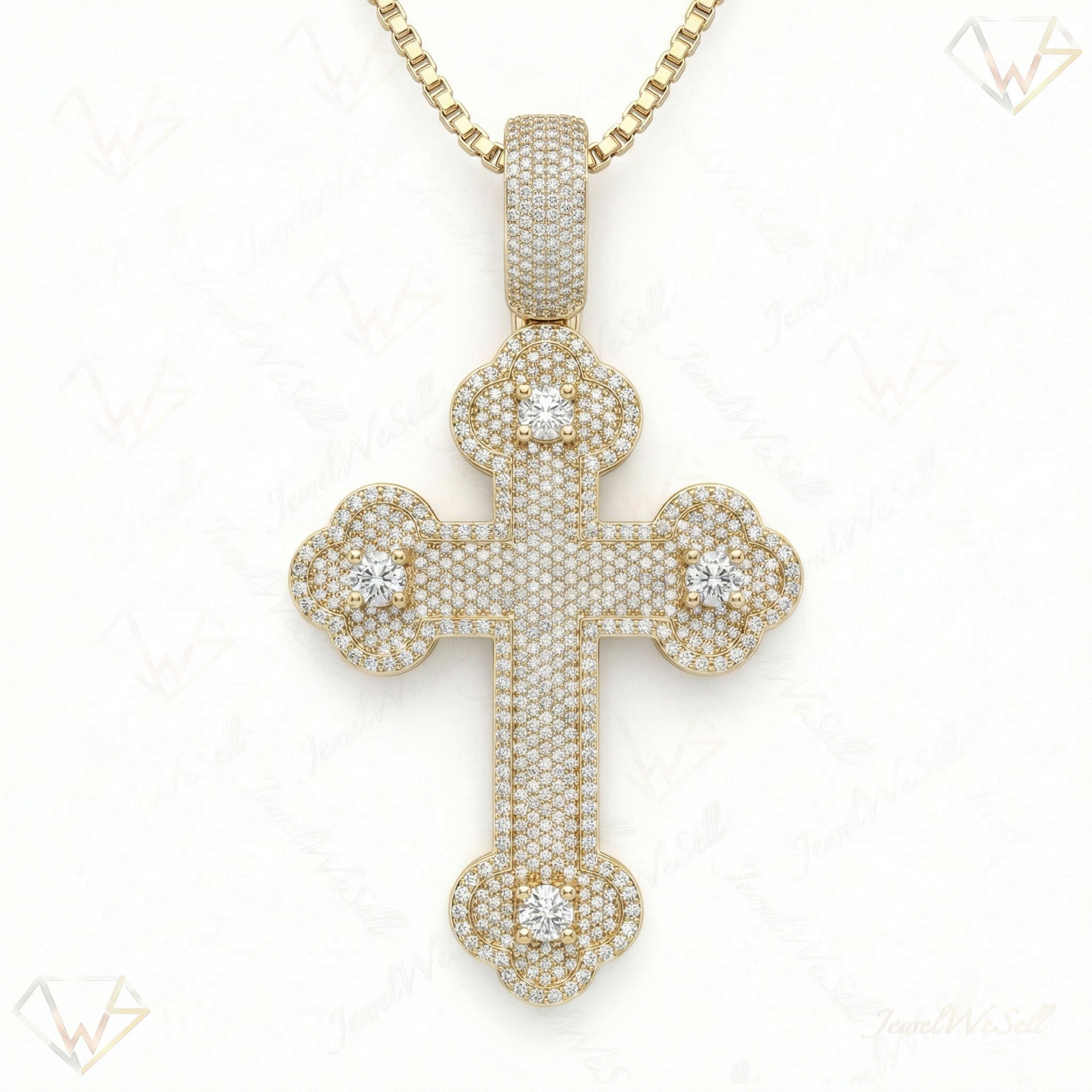 4.10 ct EF VS Lab Grown Diamond Cross Pendant in 14k Yellow Gold 200908