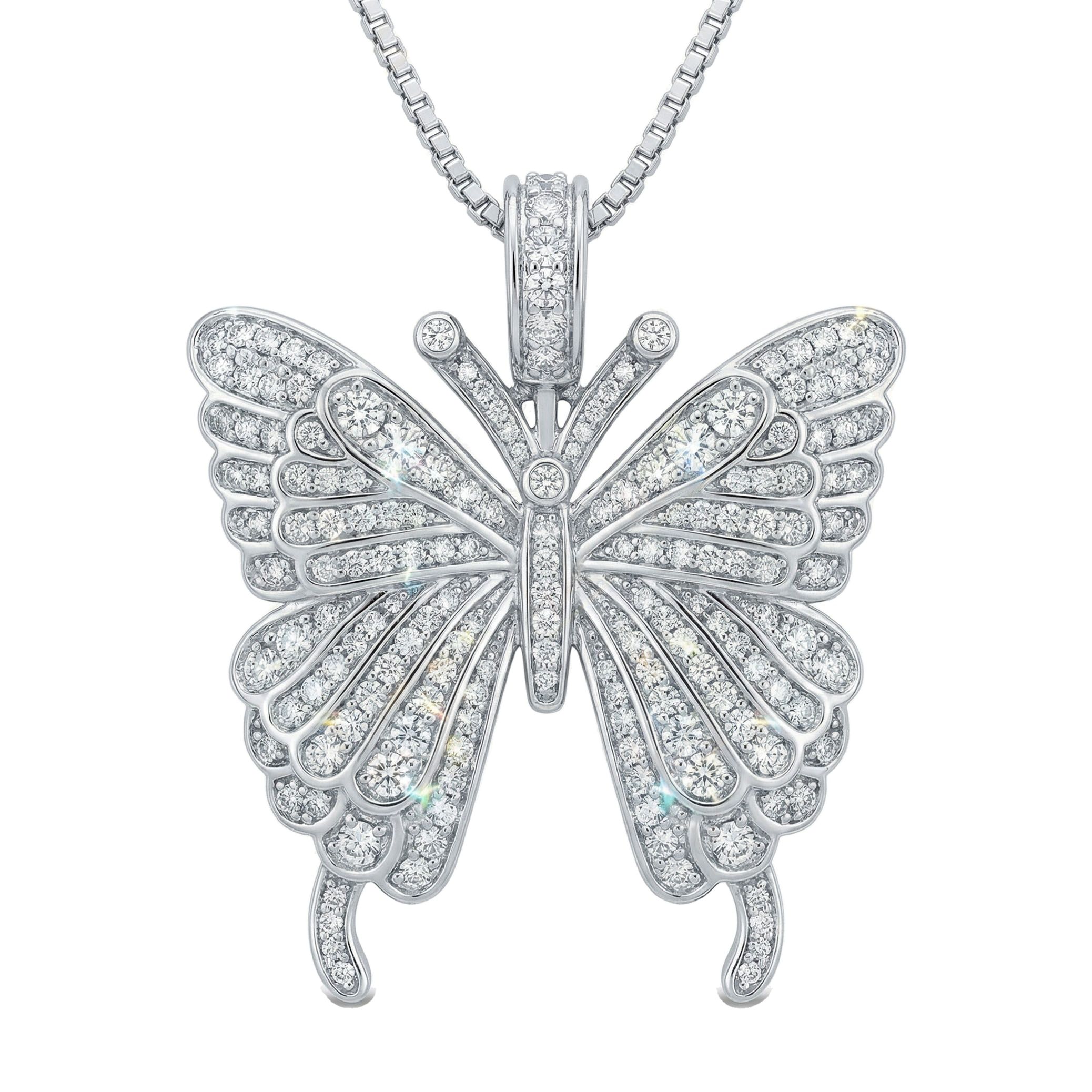 3.00 ct EF VS Lab Grown Diamond Butterfly Pendant in 10k White Gold 200909