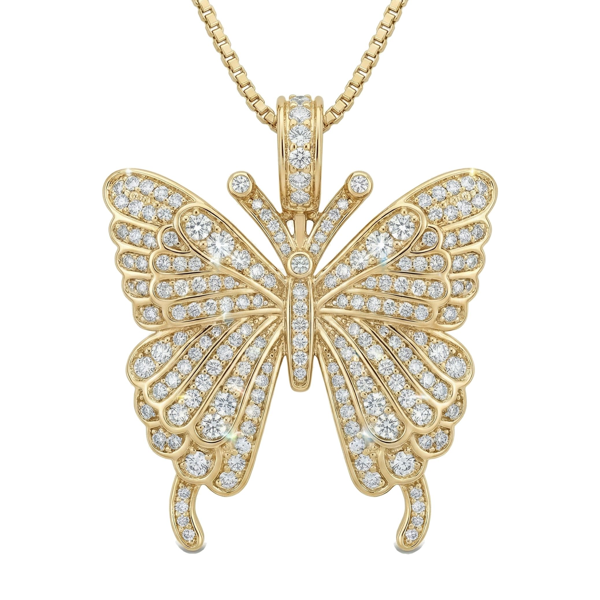 3.00 ct EF VS Lab Grown Diamond Butterfly Pendant in 10k Yellow Gold 200909