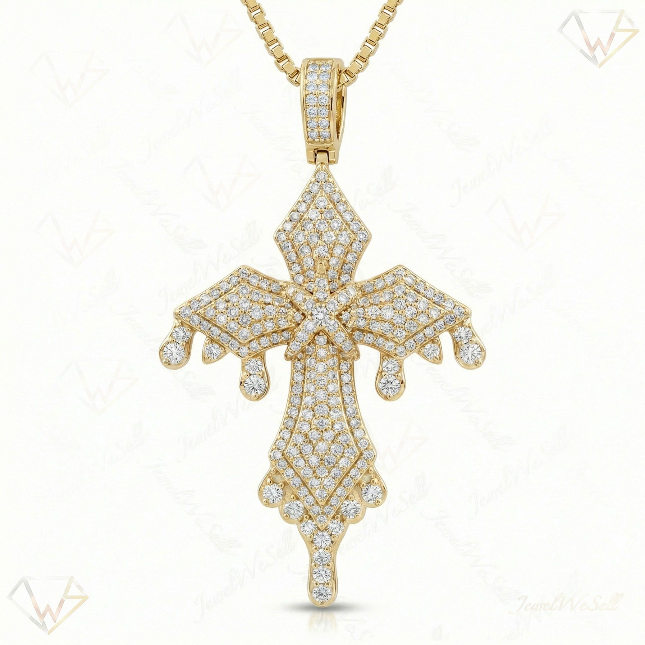 6.30 ct EF VS Lab Grown Diamond Cross Pendant in 14k Yellow Gold 200921