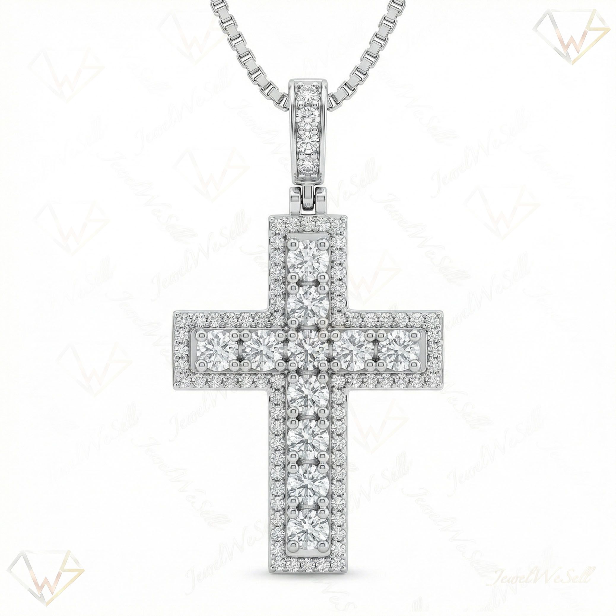 1.60 ct EF VS Moissanite Cross Pendant in 925 Sterling Silver 200943