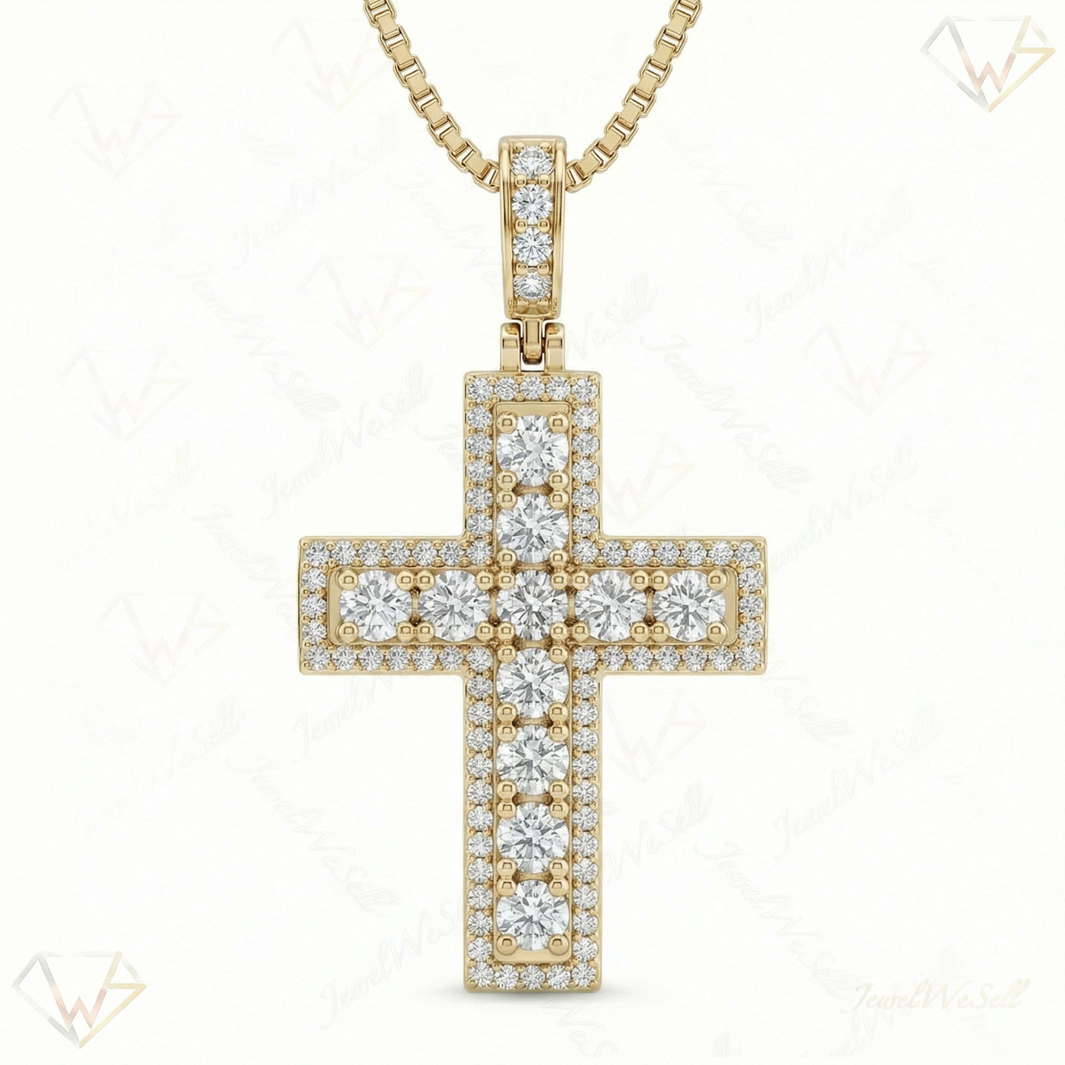 1.60 ct EF VS Lab Grown Diamond Cross Pendant in 10k Yellow Gold 200943