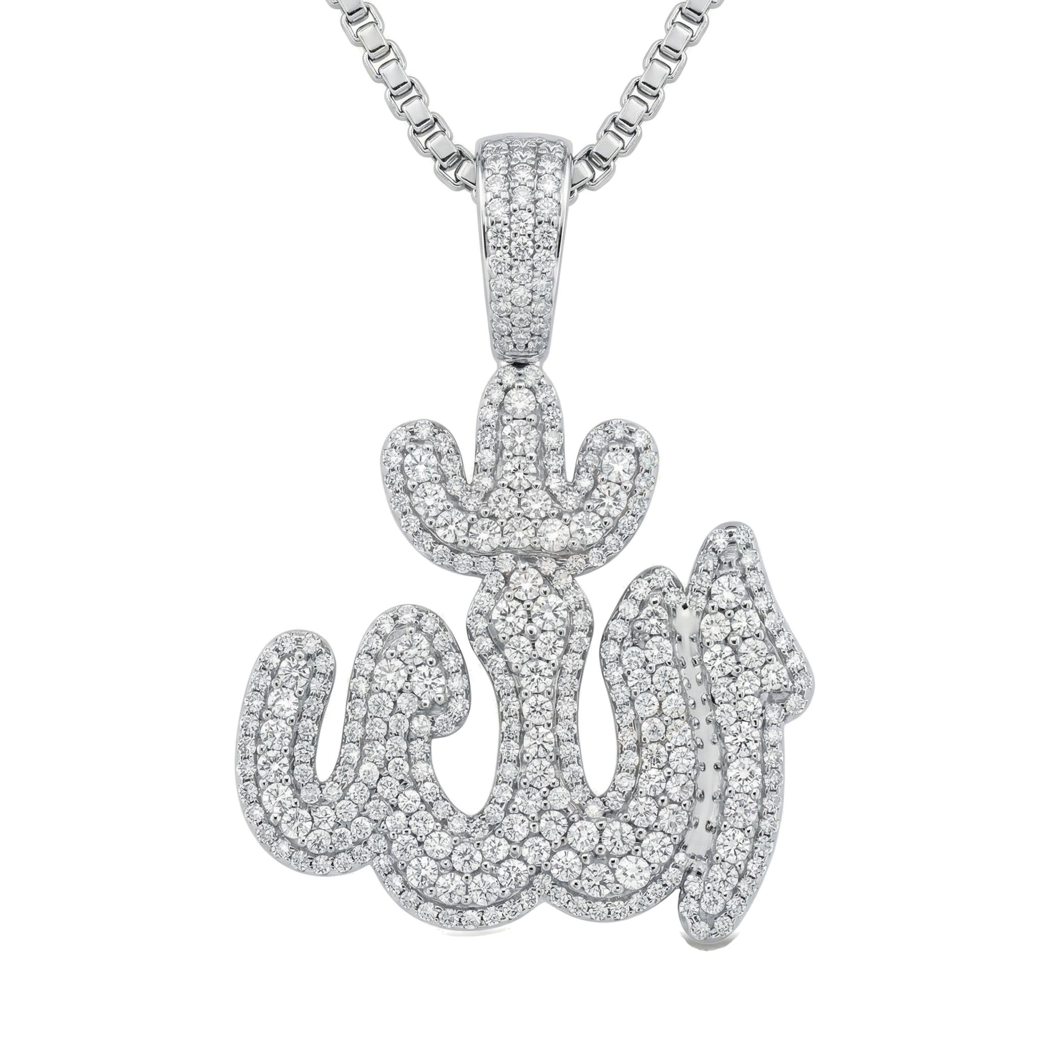 9.40 ct EF VS Moissanite Allah Pendant in 925 Sterling Silver 200946