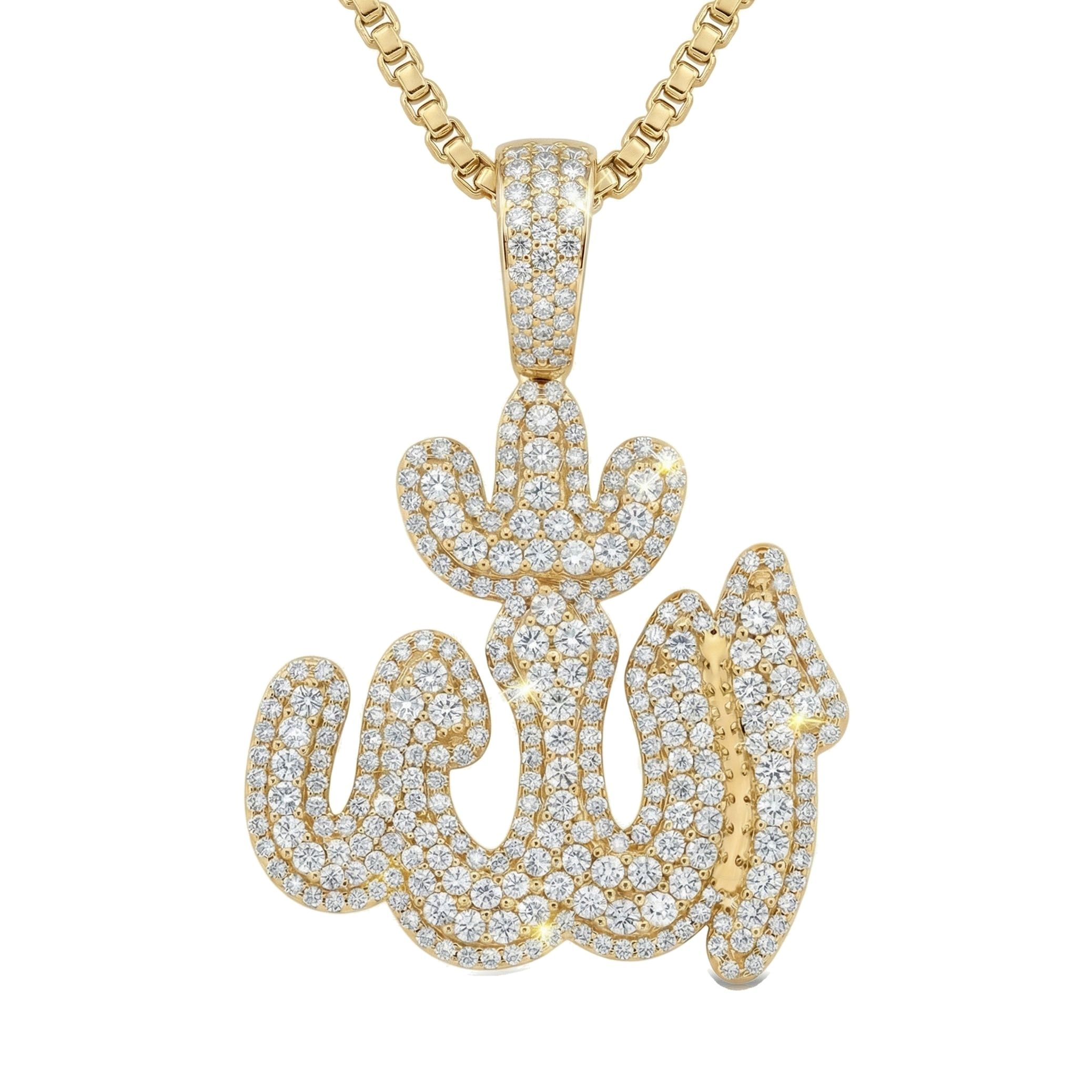 9.40 ct EF VS Lab Grown Diamond Allah Pendant in 14k Yellow Gold 200946