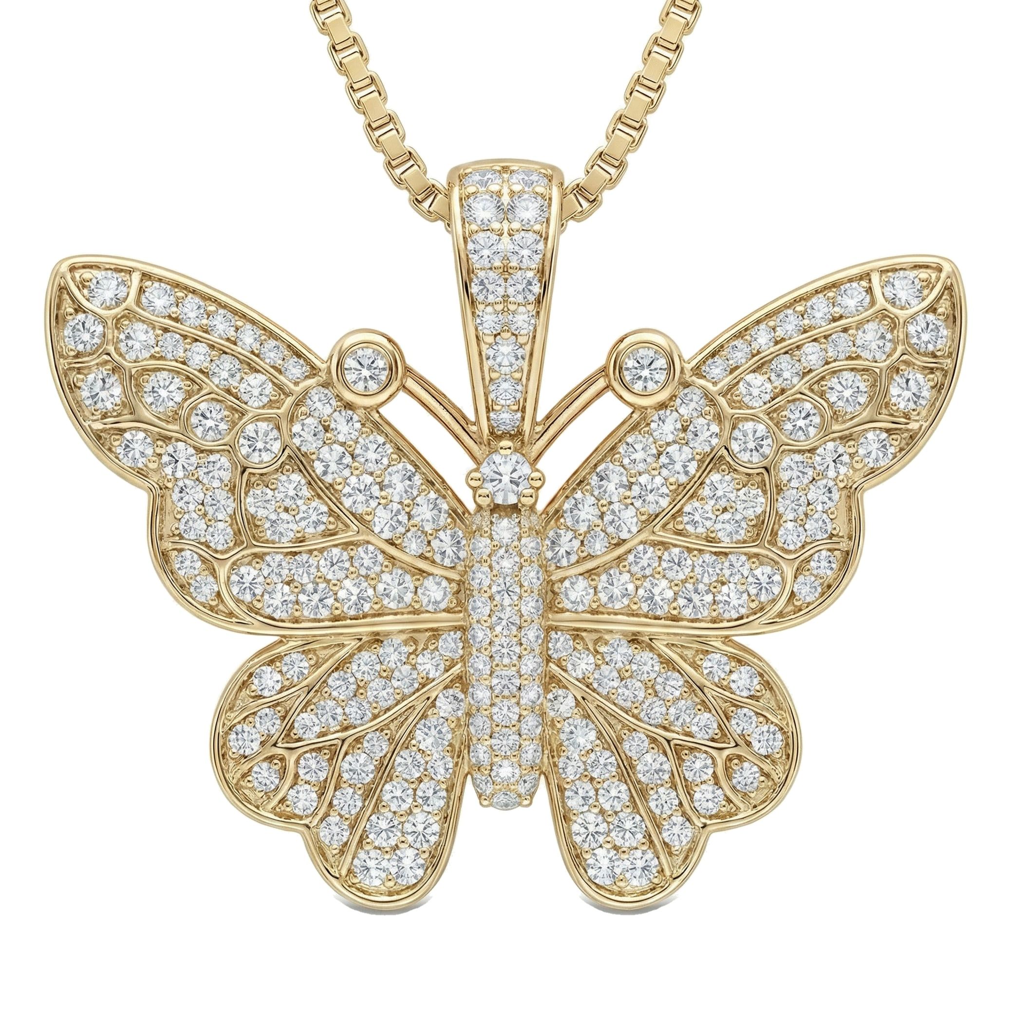 2.33 ct EF VS Lab Grown Diamond Butterfly Pendant in 10k Yellow Gold 200954