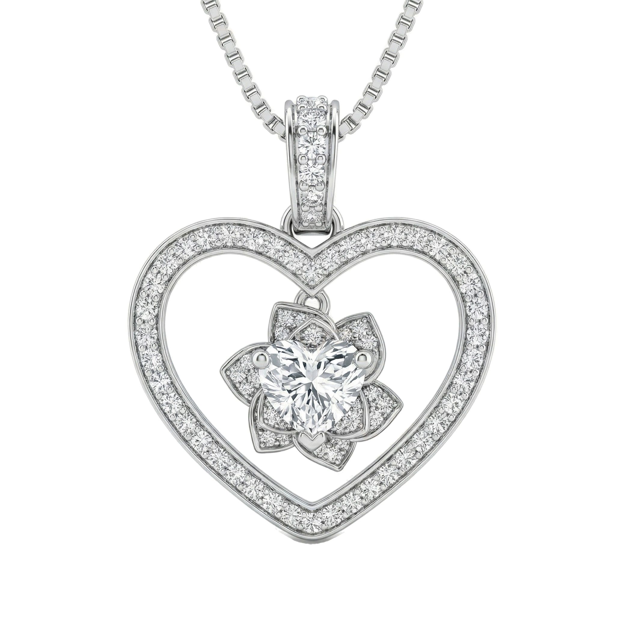 1.75 ct EF VS Lab Grown Diamond Heart Pendant in 14k White Gold 200969