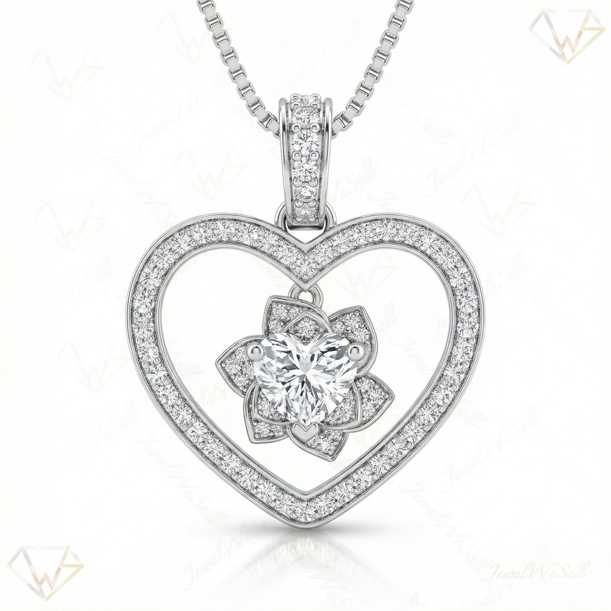1.75 ct EF VS Lab Grown Diamond Heart Pendant in 10k White Gold 200969